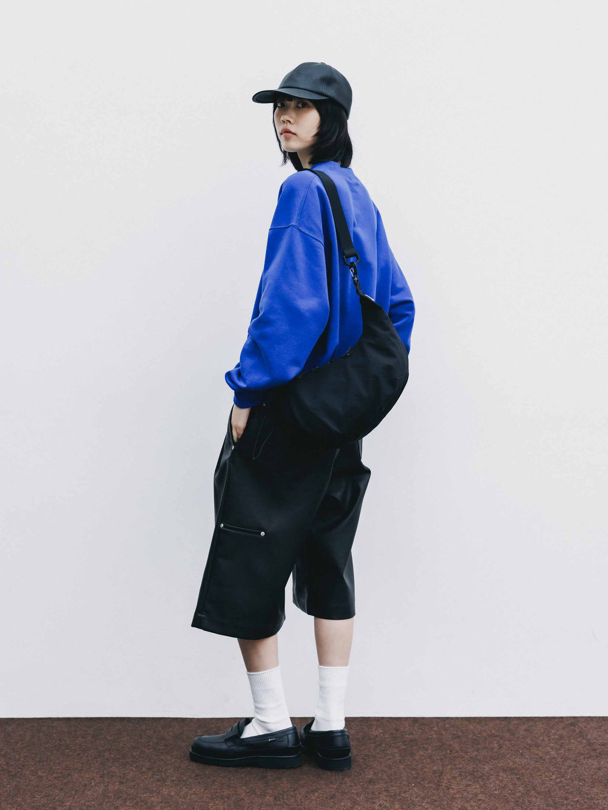 【9.16 WED 20:00- IN STOCK】SYNTHETIC SKIN-TEX CITY BAGGY HALF PANTS (BLACK)
