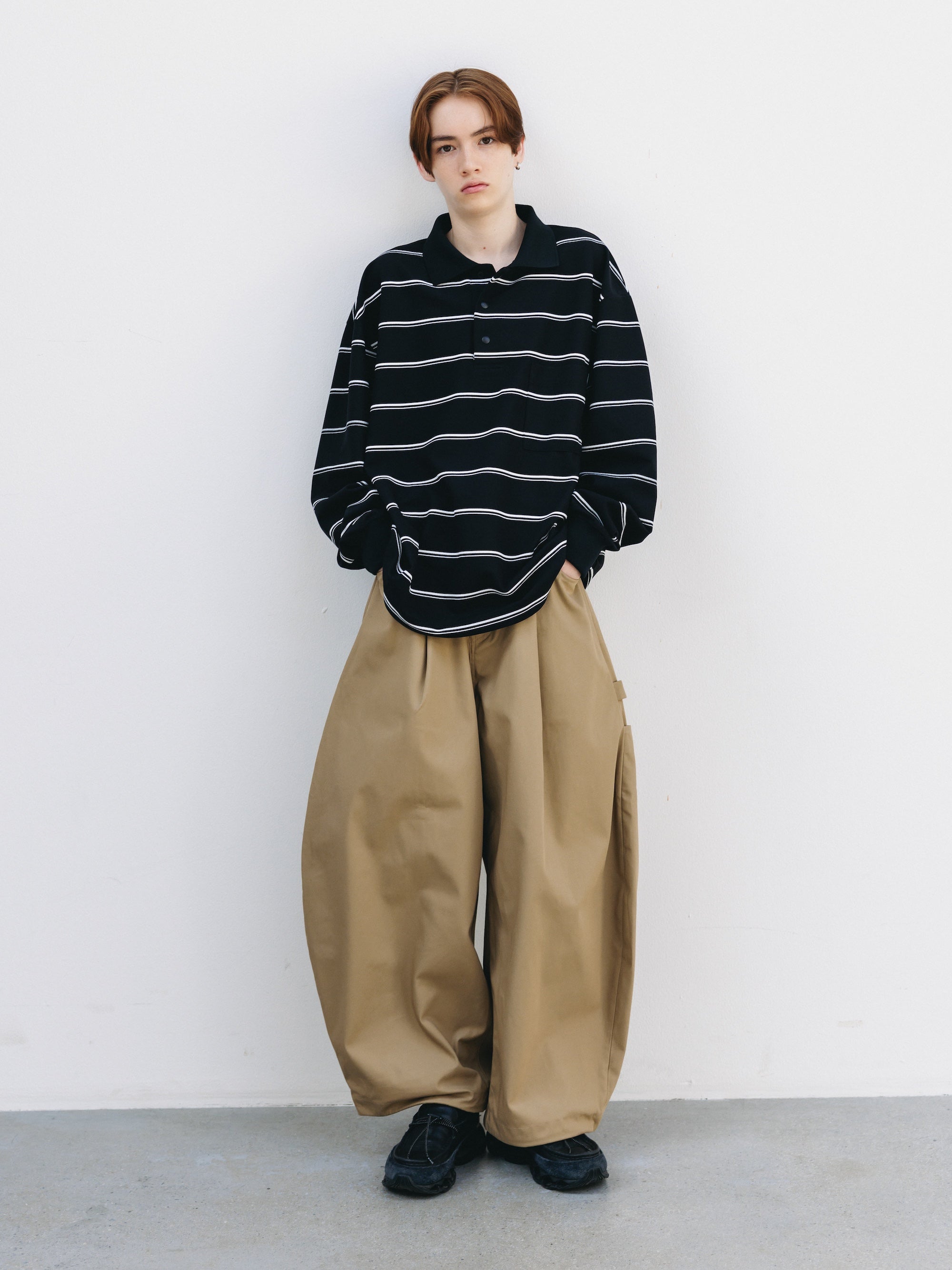 Clesste ACTIVE CITY S/S POLO SHIRT新品 THICK/THIN STRIPE ACTIVE CITY POLO L/S SHIRTS (BLACK)