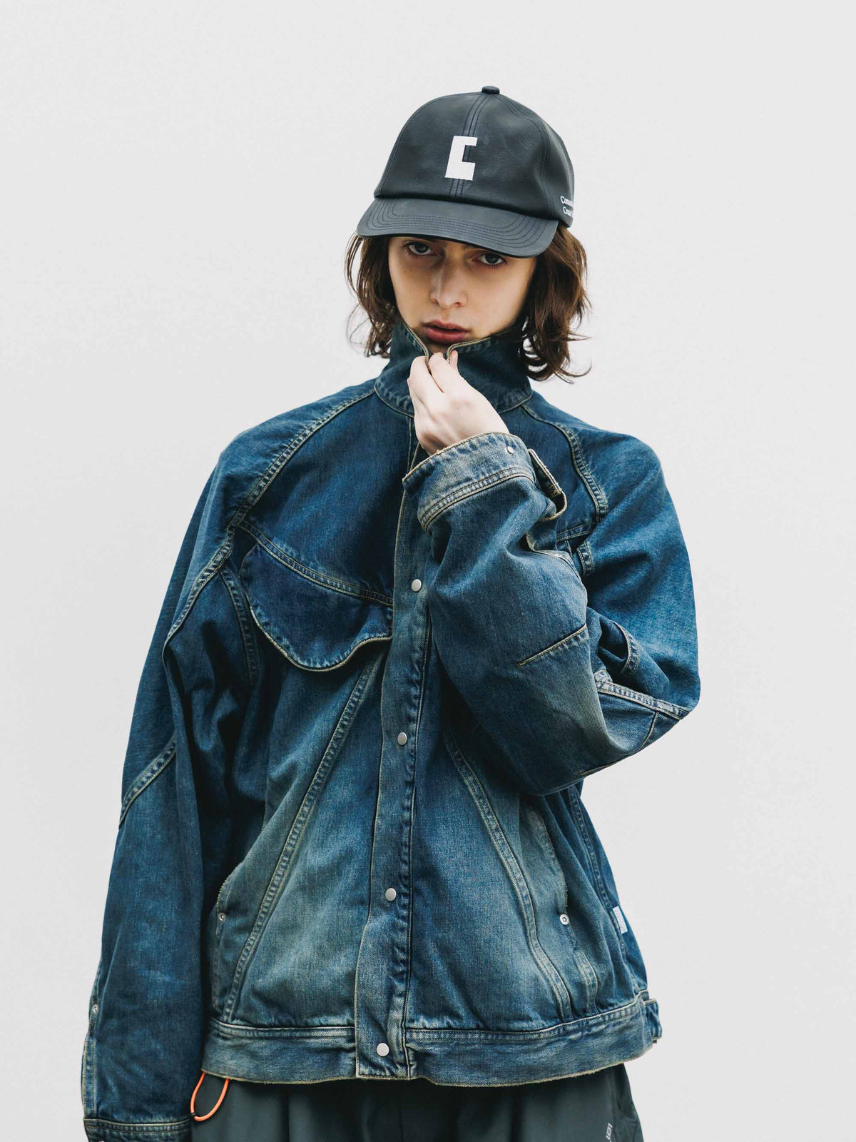 【9.16 WED 20:00- IN STOCK】"C"SYNTHETIC SKIN-TEX CITY CAP (BLACK)