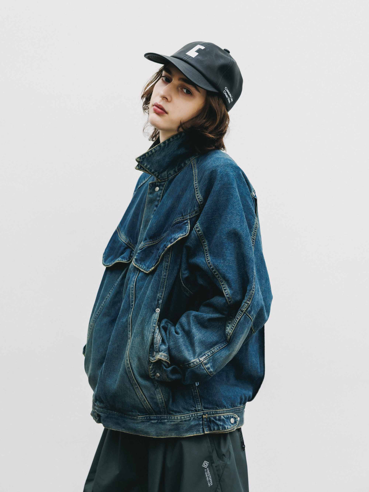 【9.16 WED 20:00- IN STOCK】"C"SYNTHETIC SKIN-TEX CITY CAP (BLACK)