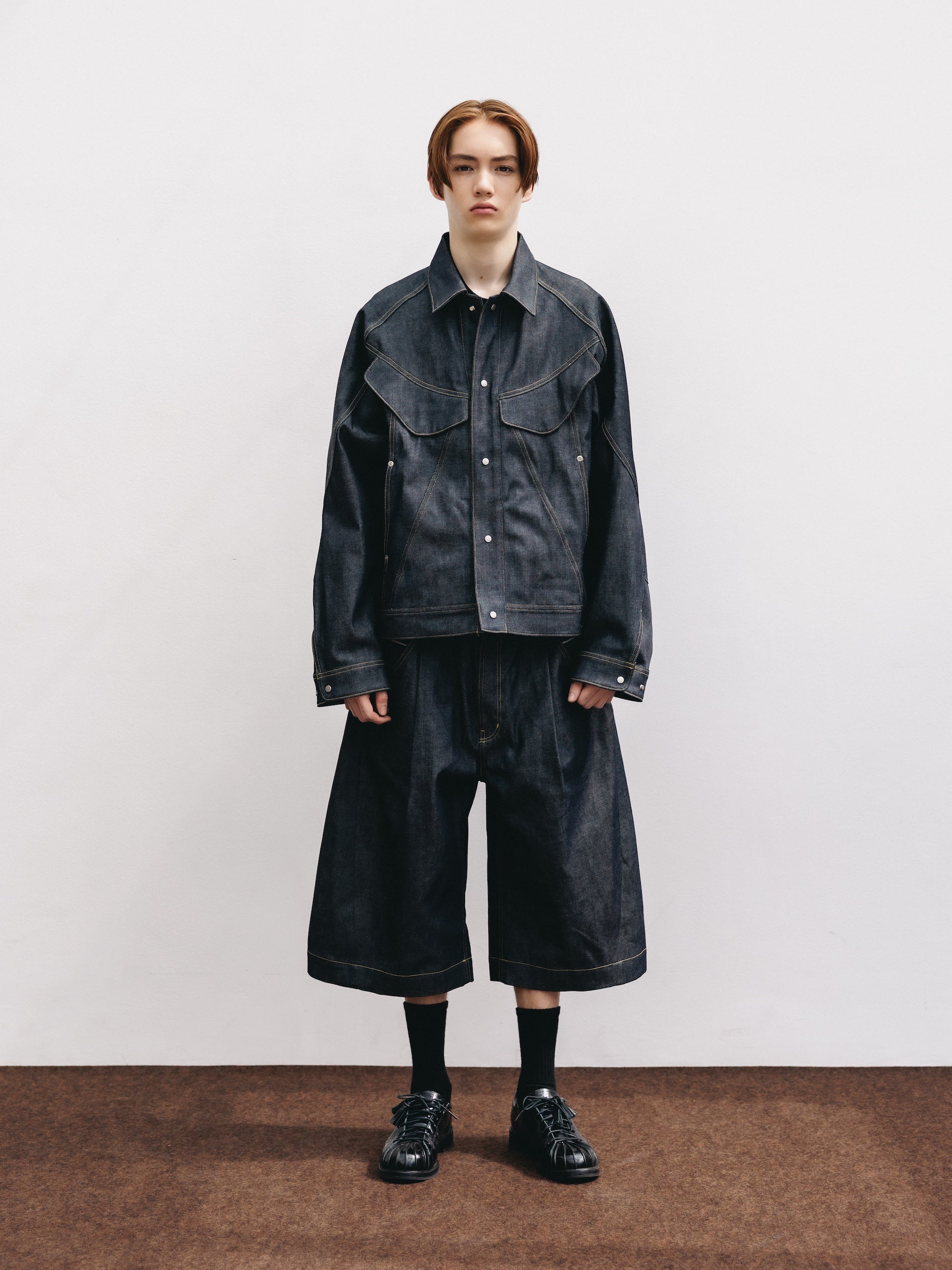 SELVEDGE DENIM CITY BAGGY HALF PANTS (RIGID INDIGO)
