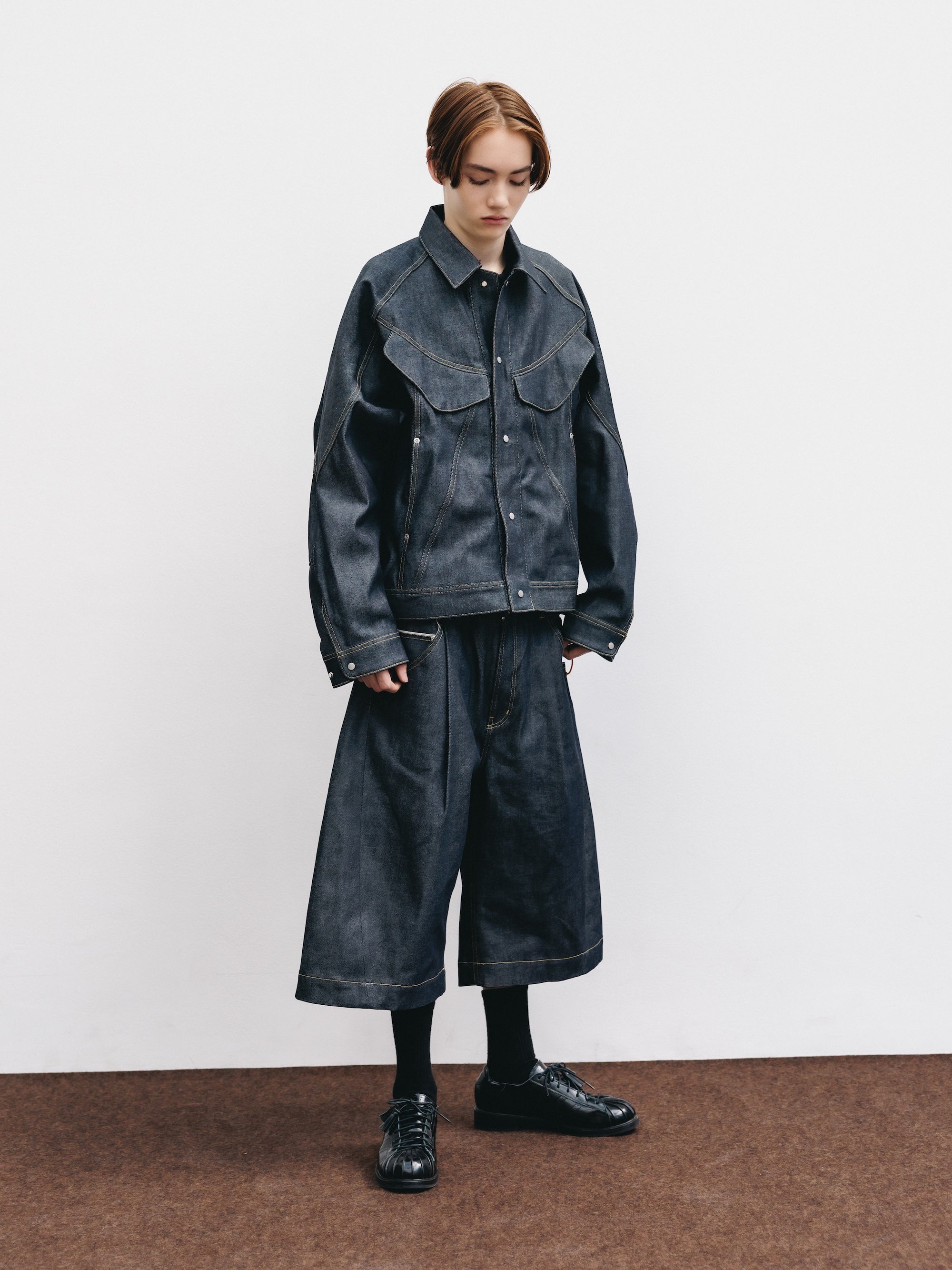 SELVEDGE DENIM CITY BAGGY HALF PANTS (RIGID INDIGO)