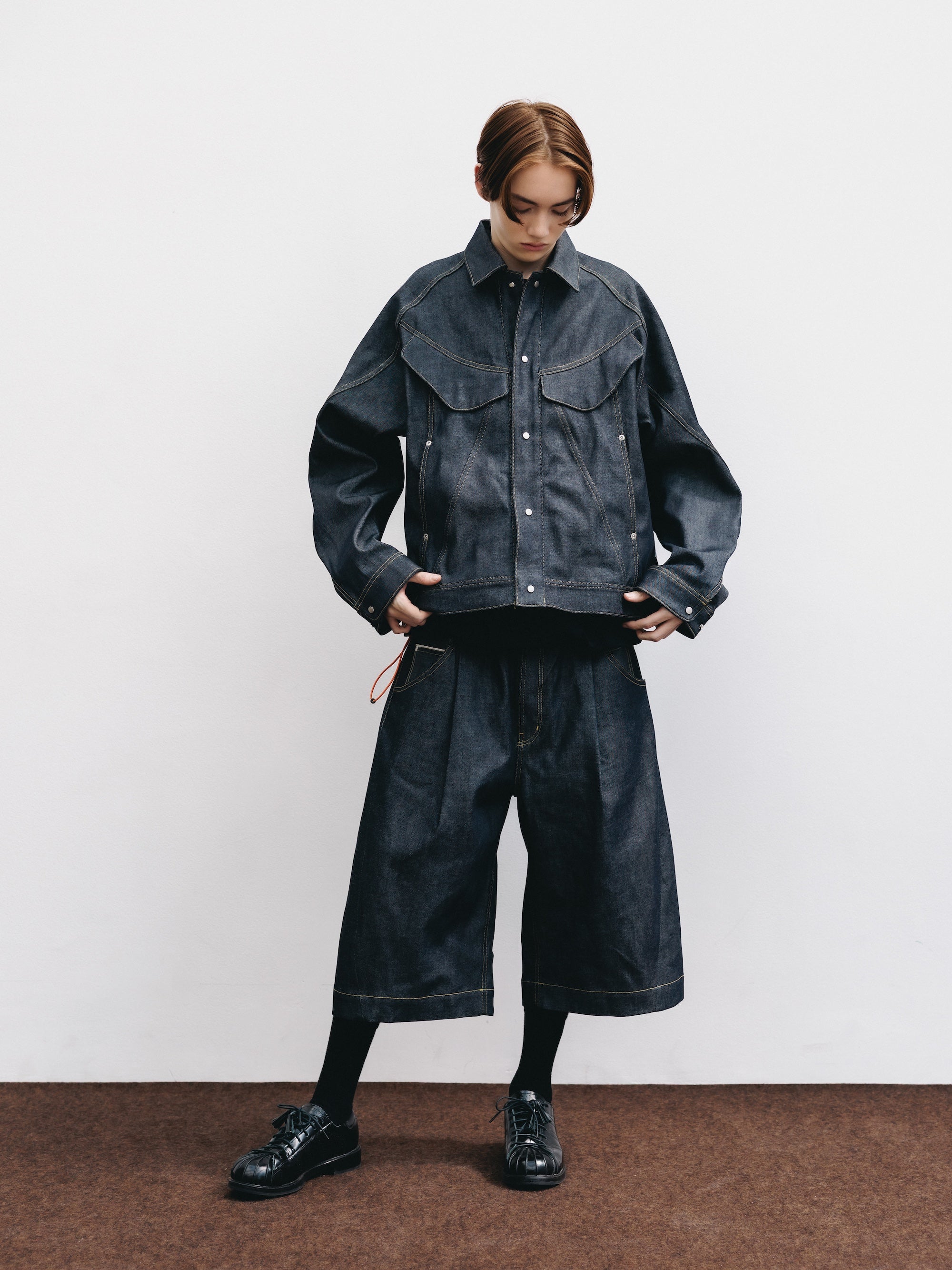 SELVEDGE DENIM CITY BAGGY HALF PANTS (RIGID INDIGO)