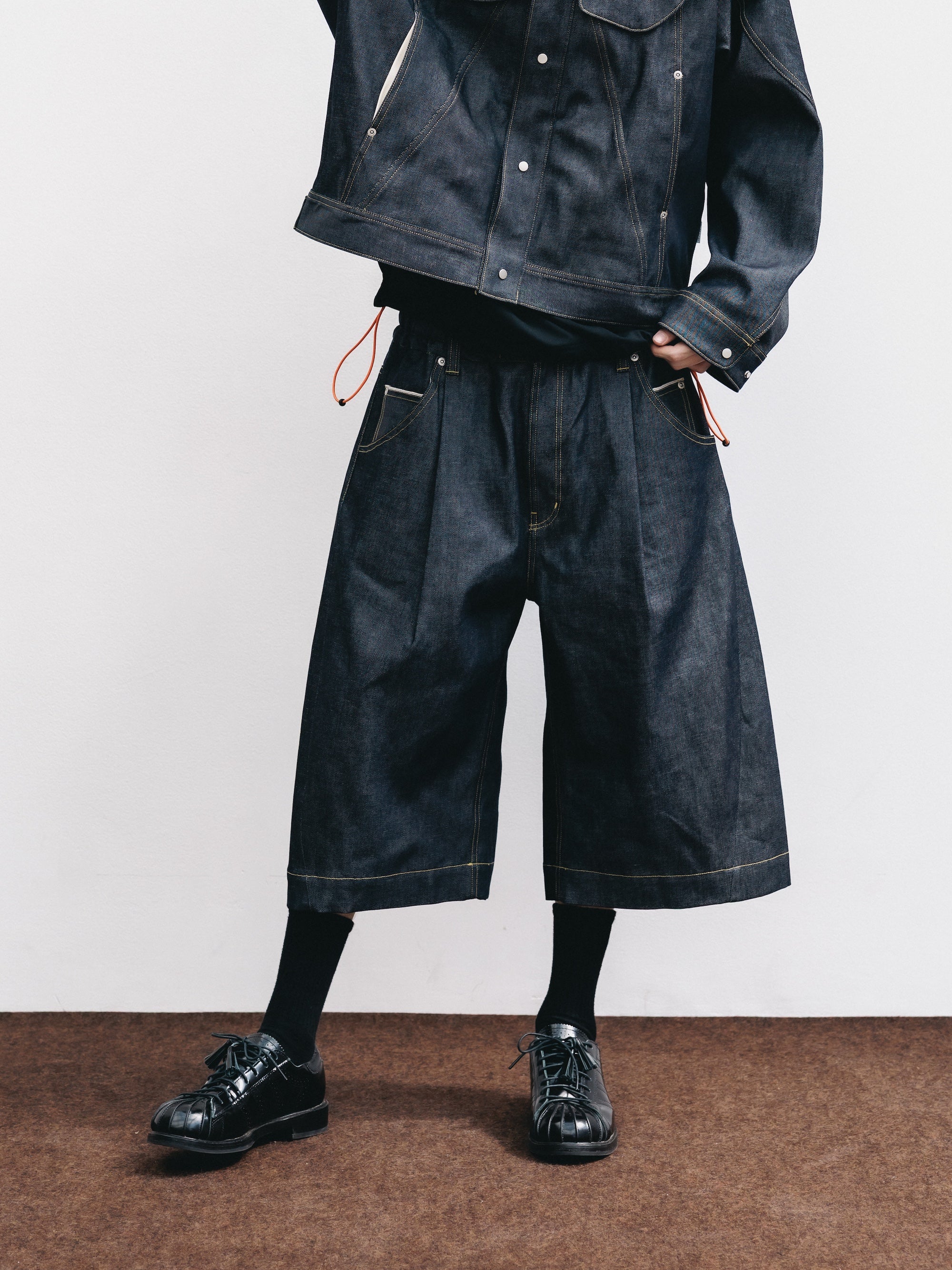 SELVEDGE DENIM CITY BAGGY HALF PANTS (RIGID INDIGO)