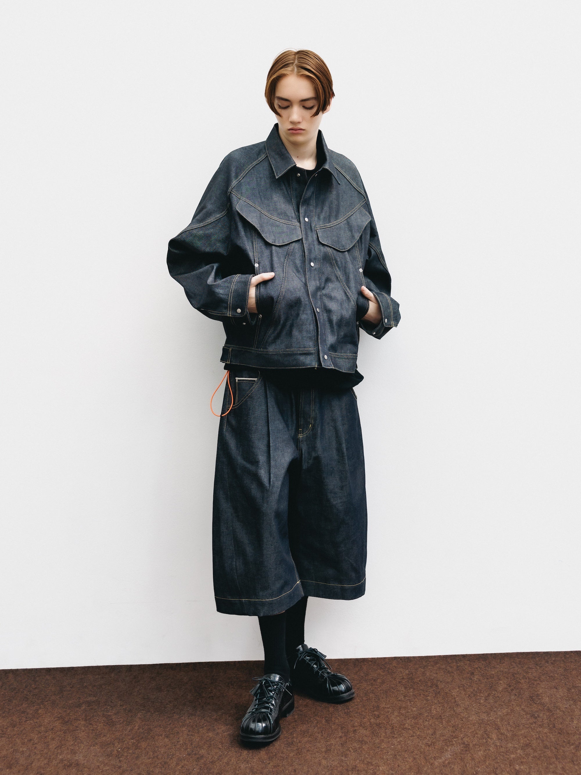 SELVEDGE DENIM CITY BAGGY HALF PANTS (RIGID INDIGO)