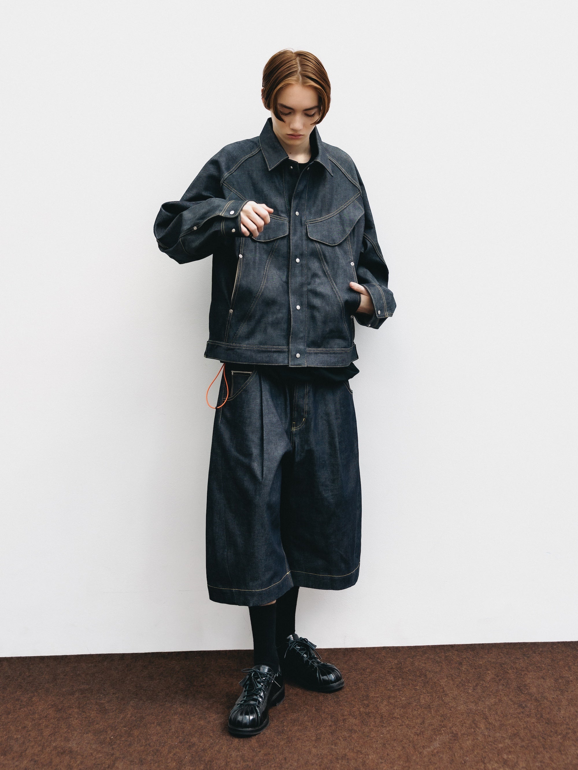 SELVEDGE DENIM CITY BAGGY HALF PANTS (RIGID INDIGO)