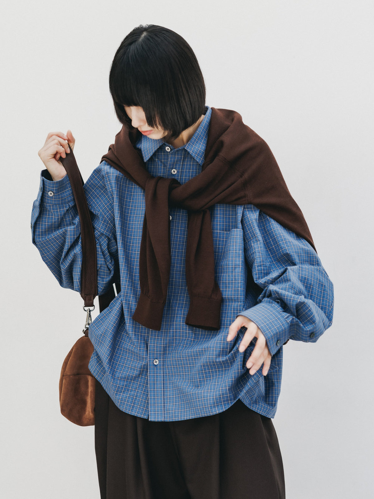 【10.14 WED 20:00- IN STOCK】 MINI CHECK EVERYDAY BOX FIT L/S SHIRT (BLUE MINI CHECK)