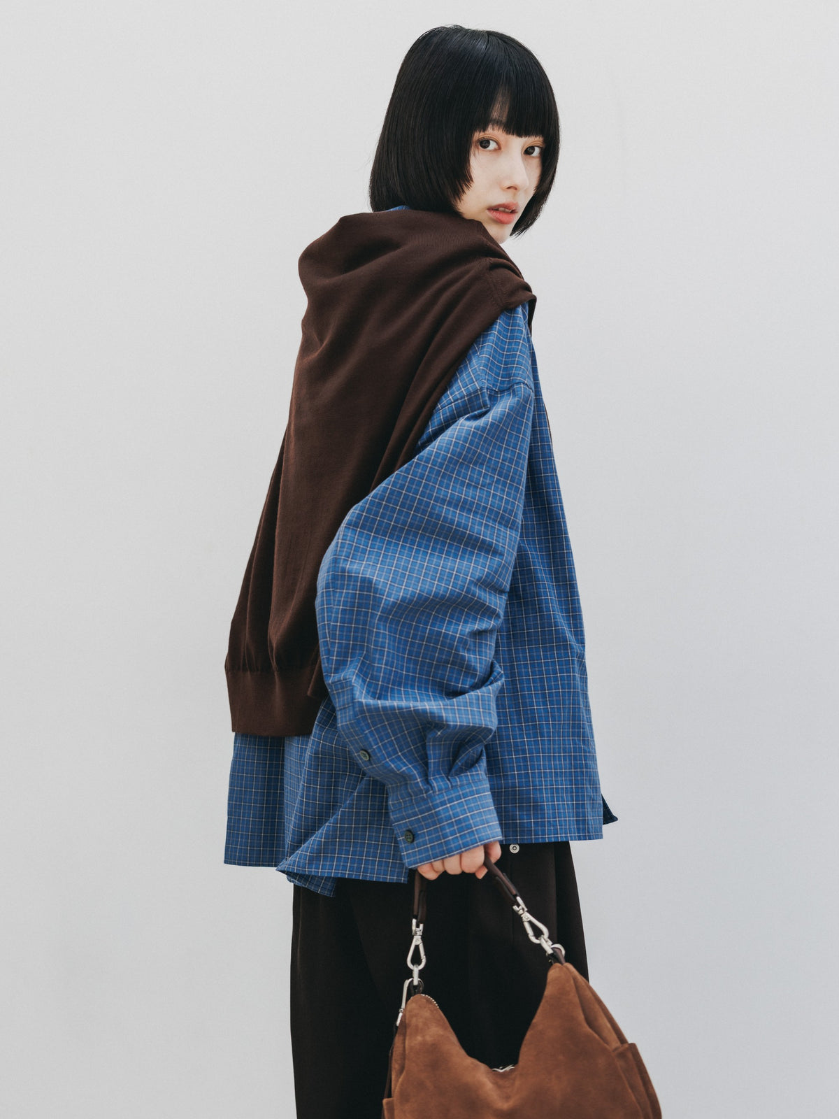 【10.14 WED 20:00- IN STOCK】 MINI CHECK EVERYDAY BOX FIT L/S SHIRT (BLUE MINI CHECK)