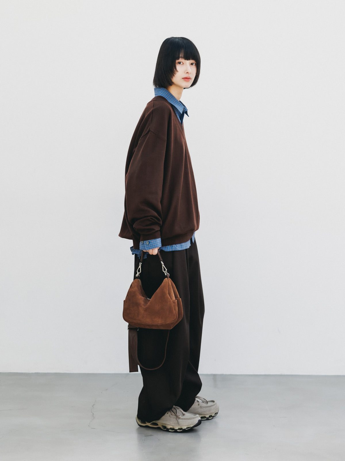 【10.31 SAT 20:00- IN STOCK】 12G WOOL V-NECK KNIT PULLOVER (BROWN)