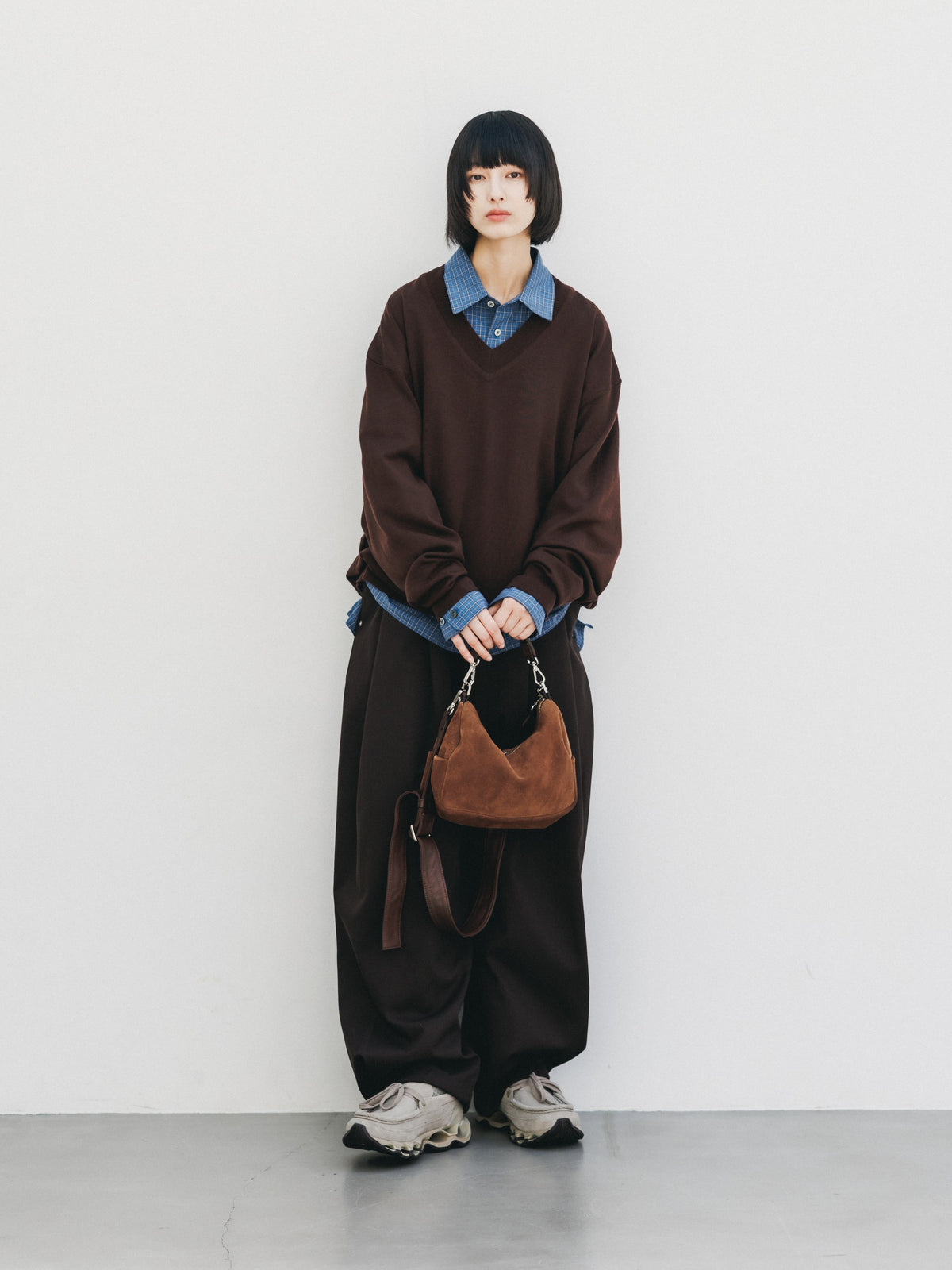 【10.31 SAT 20:00- IN STOCK】 12G WOOL V-NECK KNIT PULLOVER (BROWN)