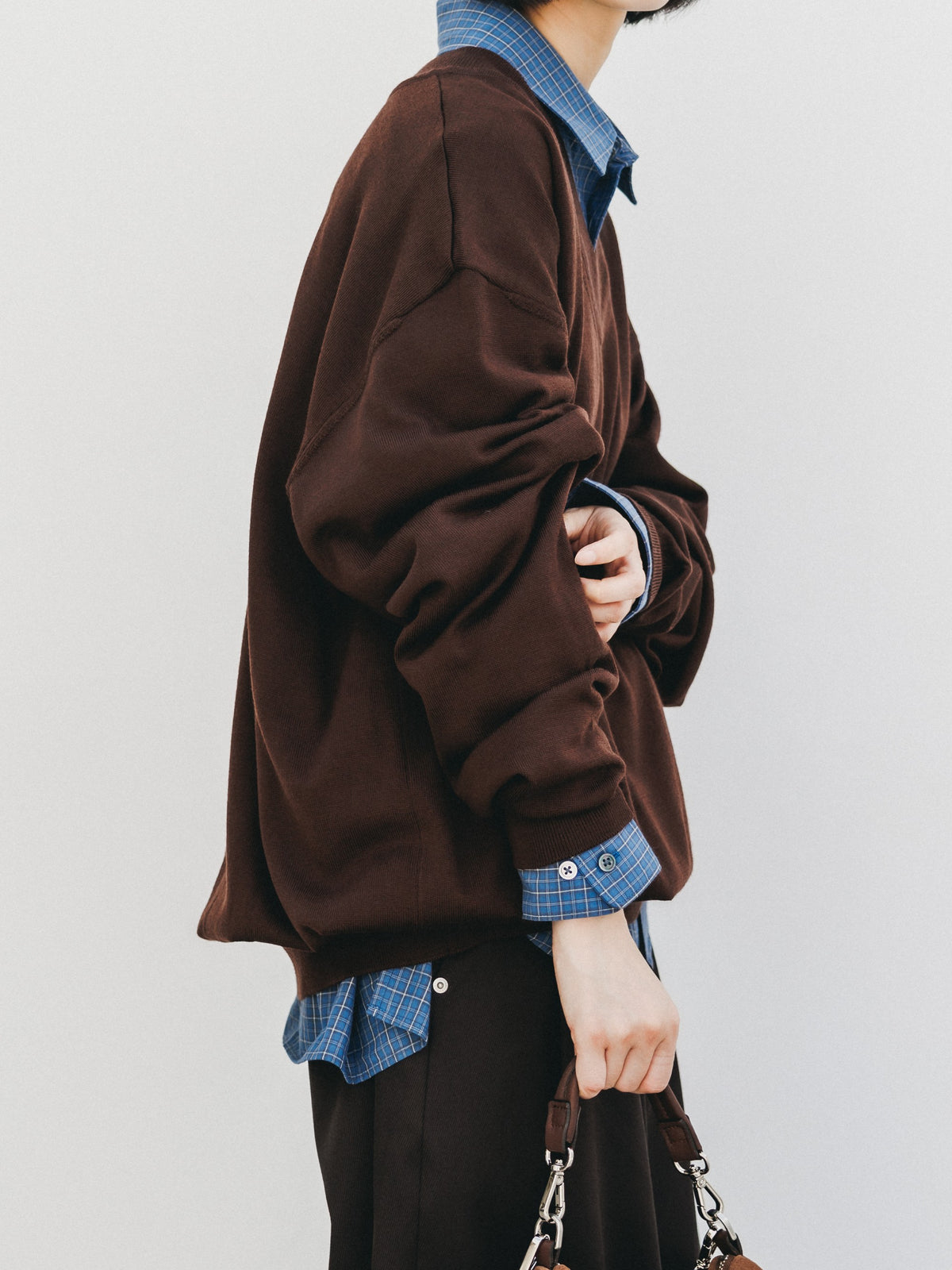 【10.31 SAT 20:00- IN STOCK】 12G WOOL V-NECK KNIT PULLOVER (BROWN)