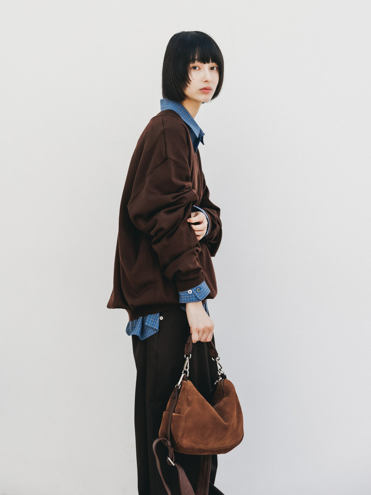 【10.31 SAT 20:00- IN STOCK】 12G WOOL V-NECK KNIT PULLOVER (BROWN)
