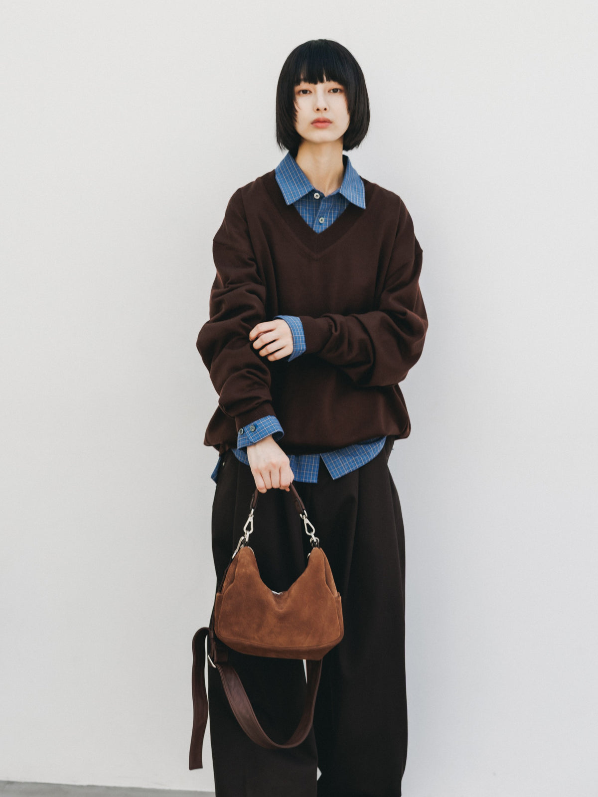 【10.31 SAT 20:00- IN STOCK】 12G WOOL V-NECK KNIT PULLOVER (BROWN)