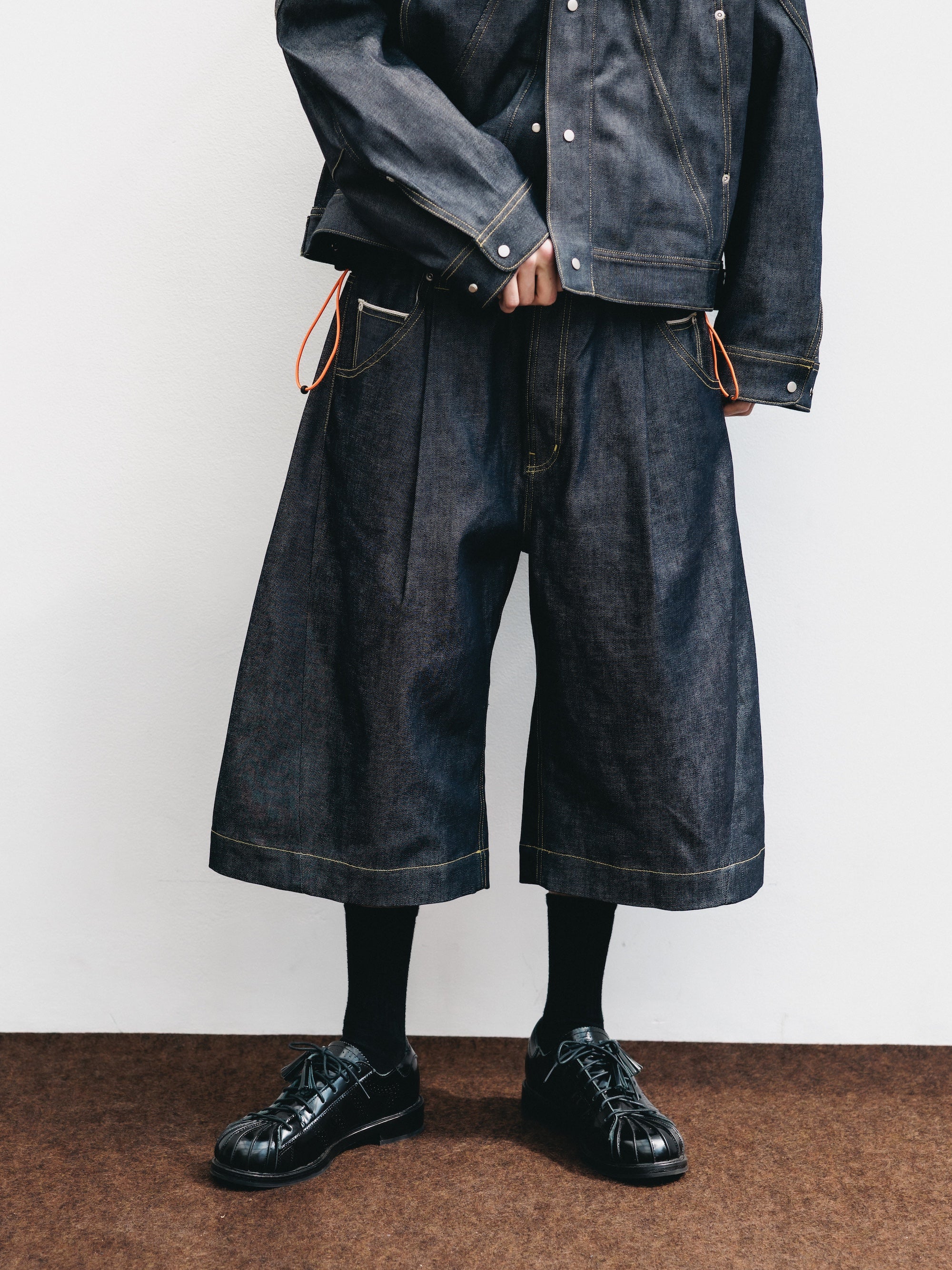 SELVEDGE DENIM CITY BAGGY HALF PANTS (RIGID INDIGO)
