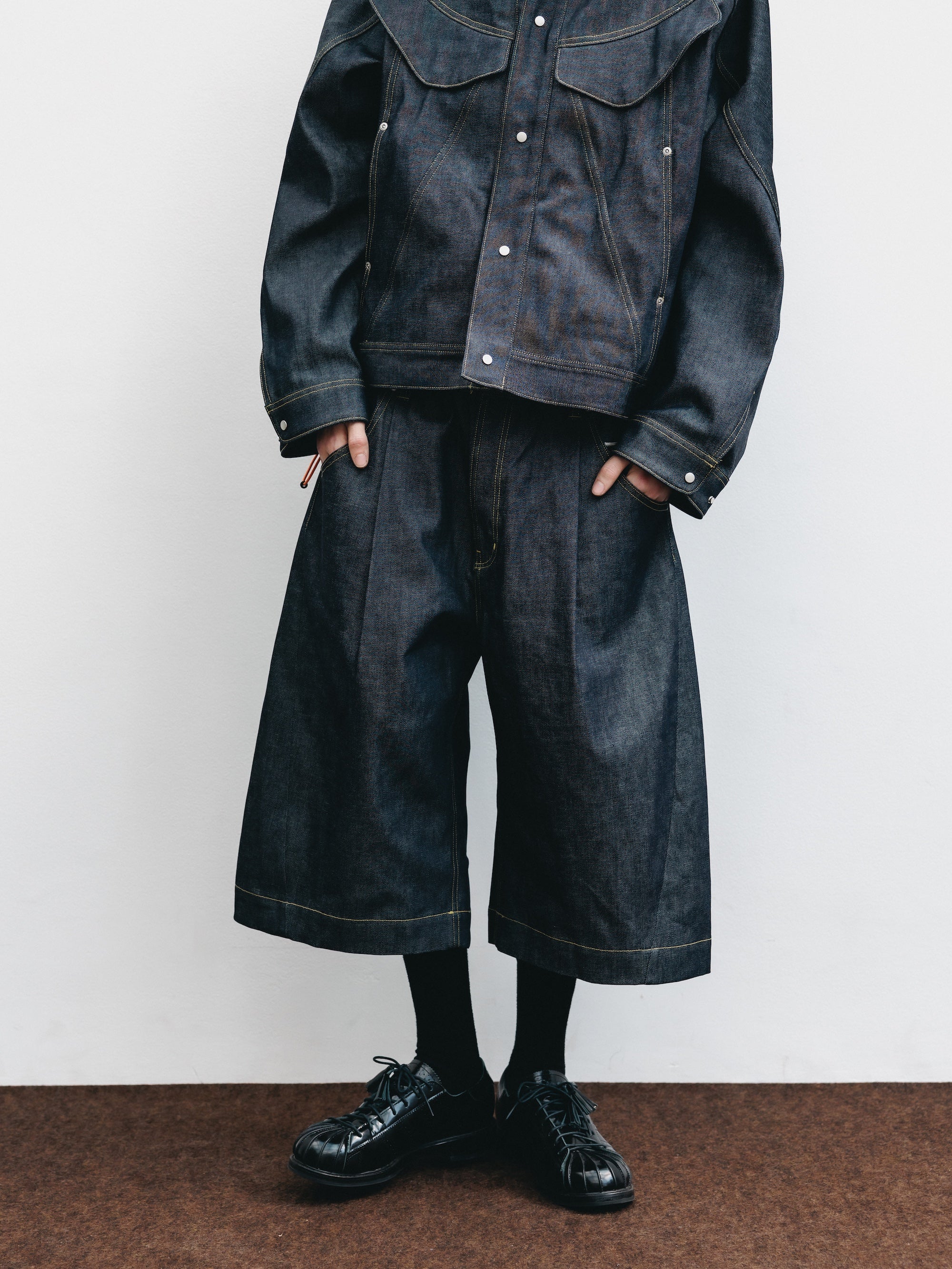 SELVEDGE DENIM CITY BAGGY HALF PANTS (RIGID INDIGO)