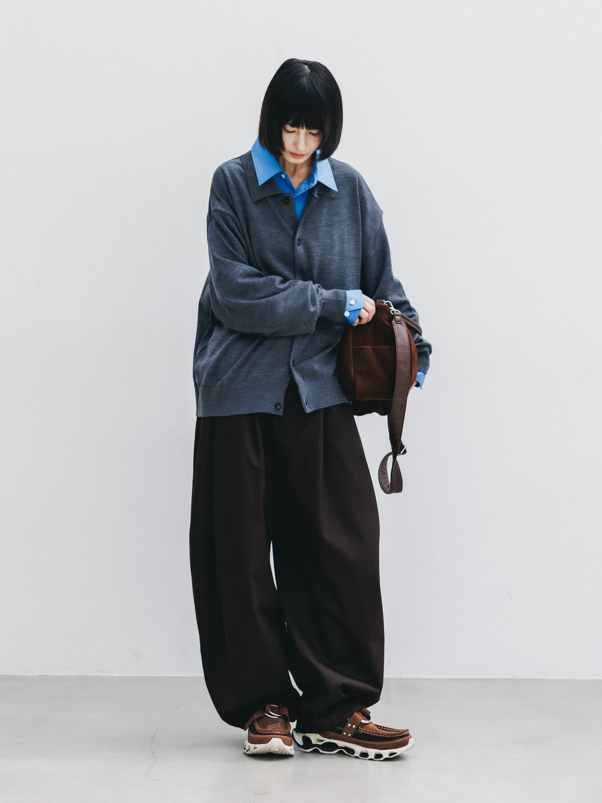 【10.21 WED 20:00- IN STOCK】 12G WOOL KNIT COLLARED CARDIGAN (GRAY)