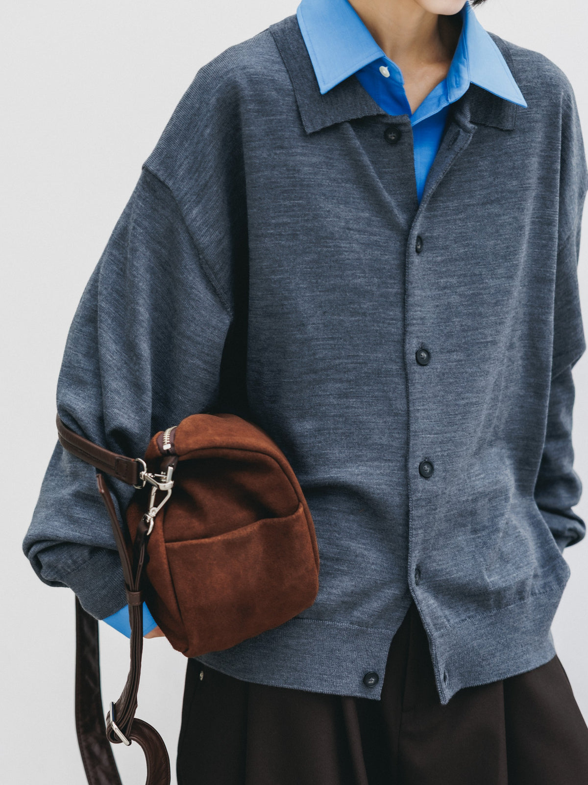 【10.21 WED 20:00- IN STOCK】 12G WOOL KNIT COLLARED CARDIGAN (GRAY)