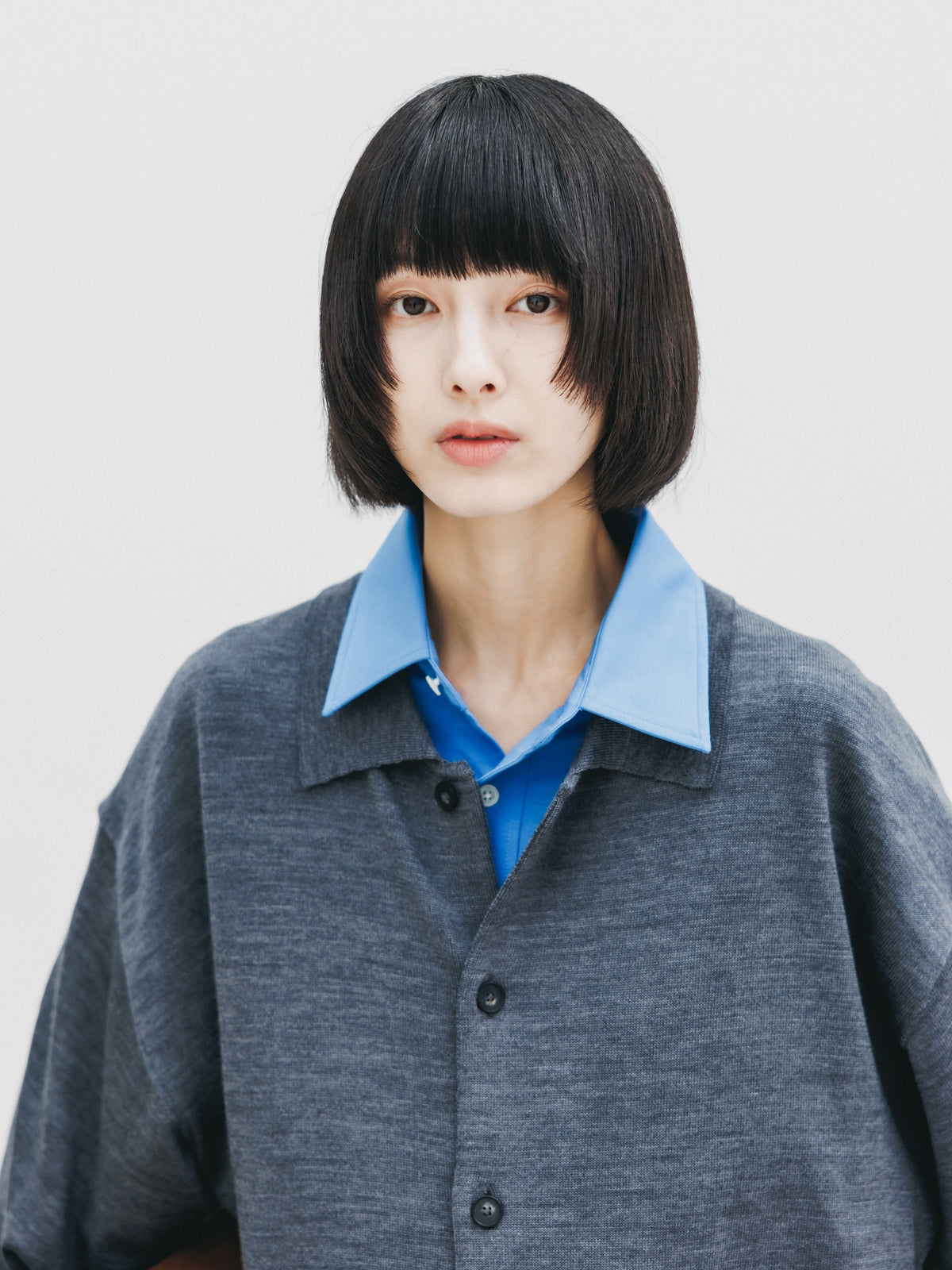 【10.21 WED 20:00- IN STOCK】 12G WOOL KNIT COLLARED CARDIGAN (GRAY)