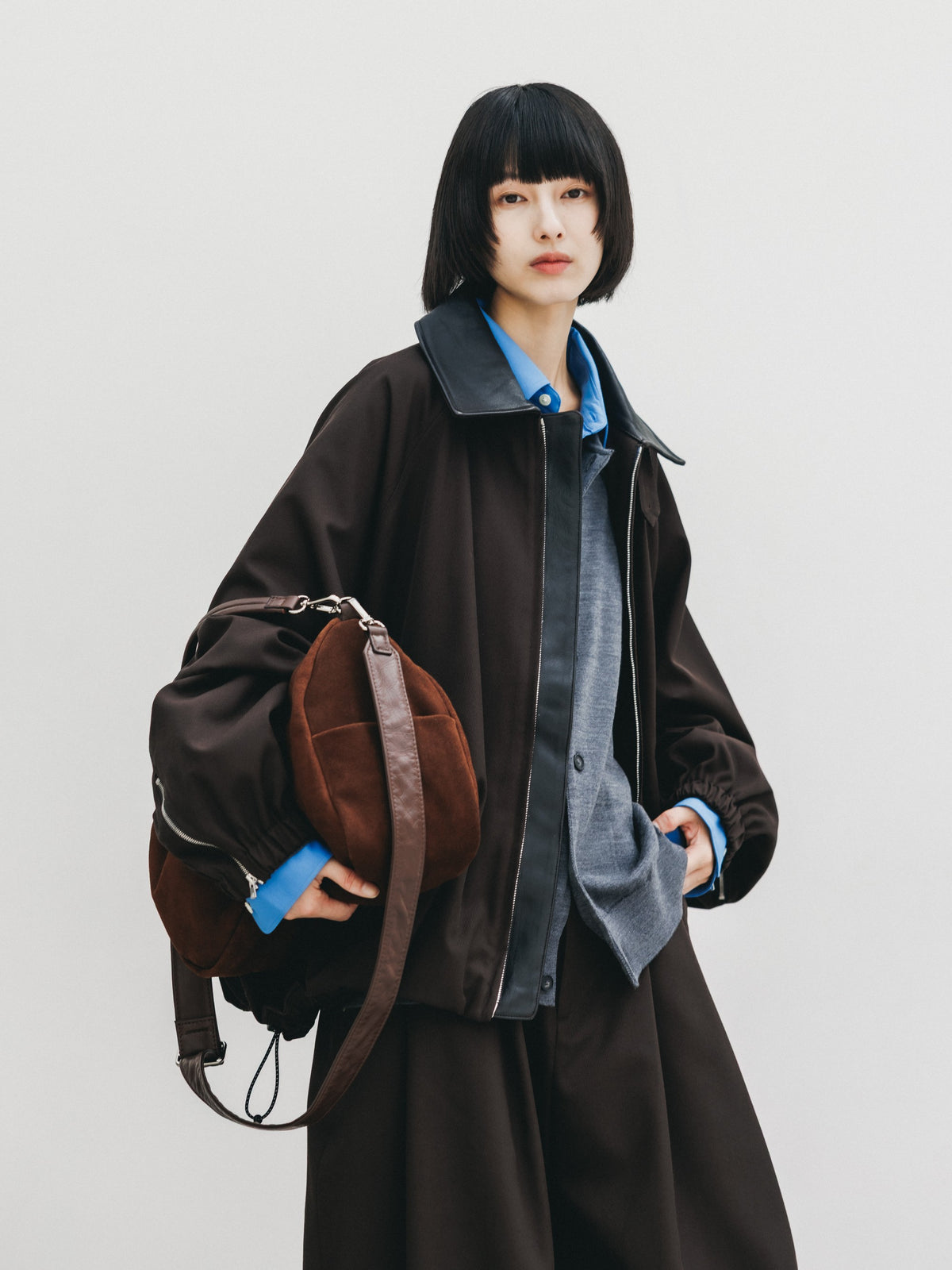 【10.7 WED 20:00- IN STOCK】 WOOL KERSEY CITY UTILITY BALLOON JACKET (BROWN)