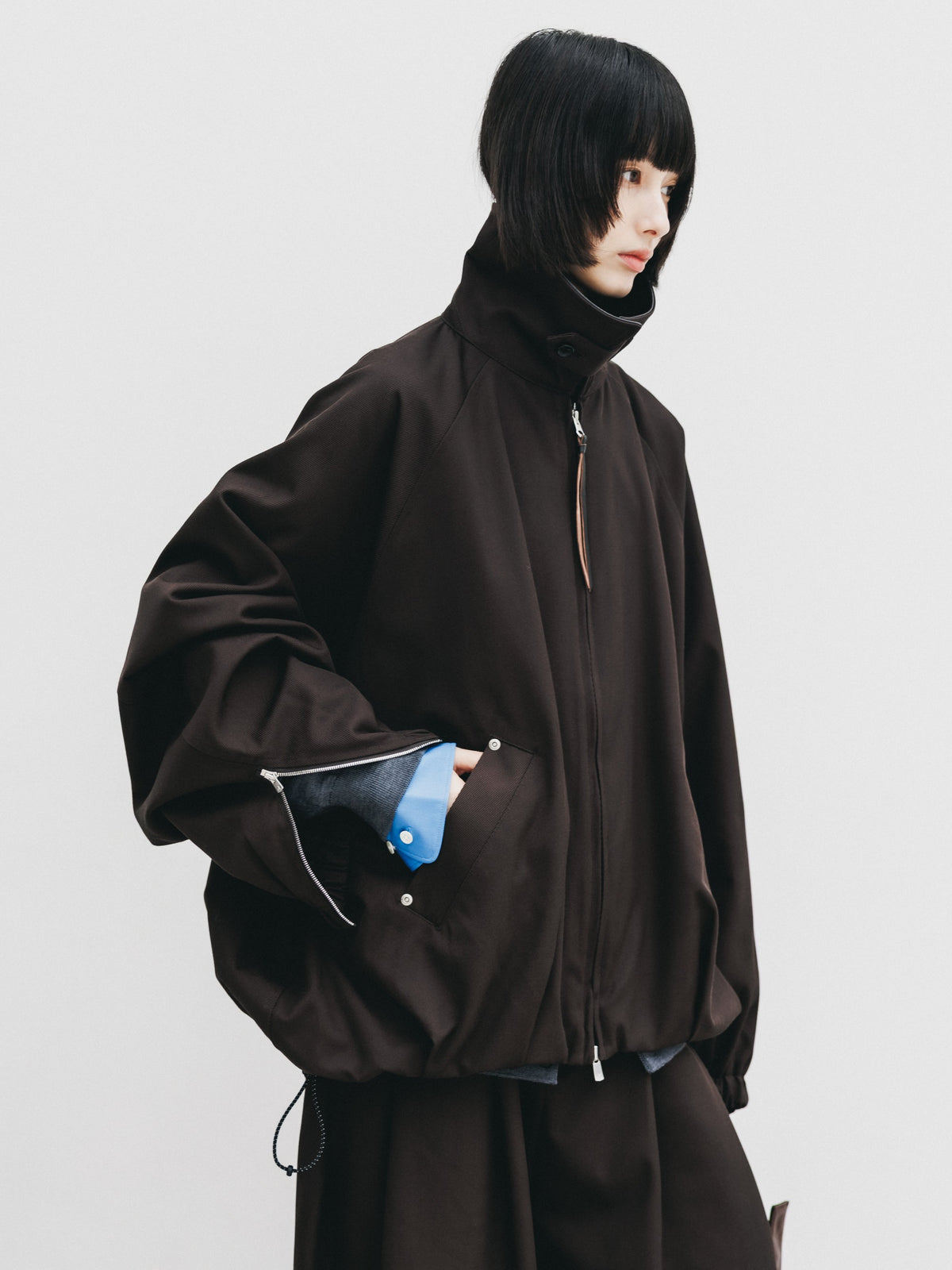 【10.7 WED 20:00- IN STOCK】 WOOL KERSEY CITY UTILITY BALLOON JACKET (BROWN)