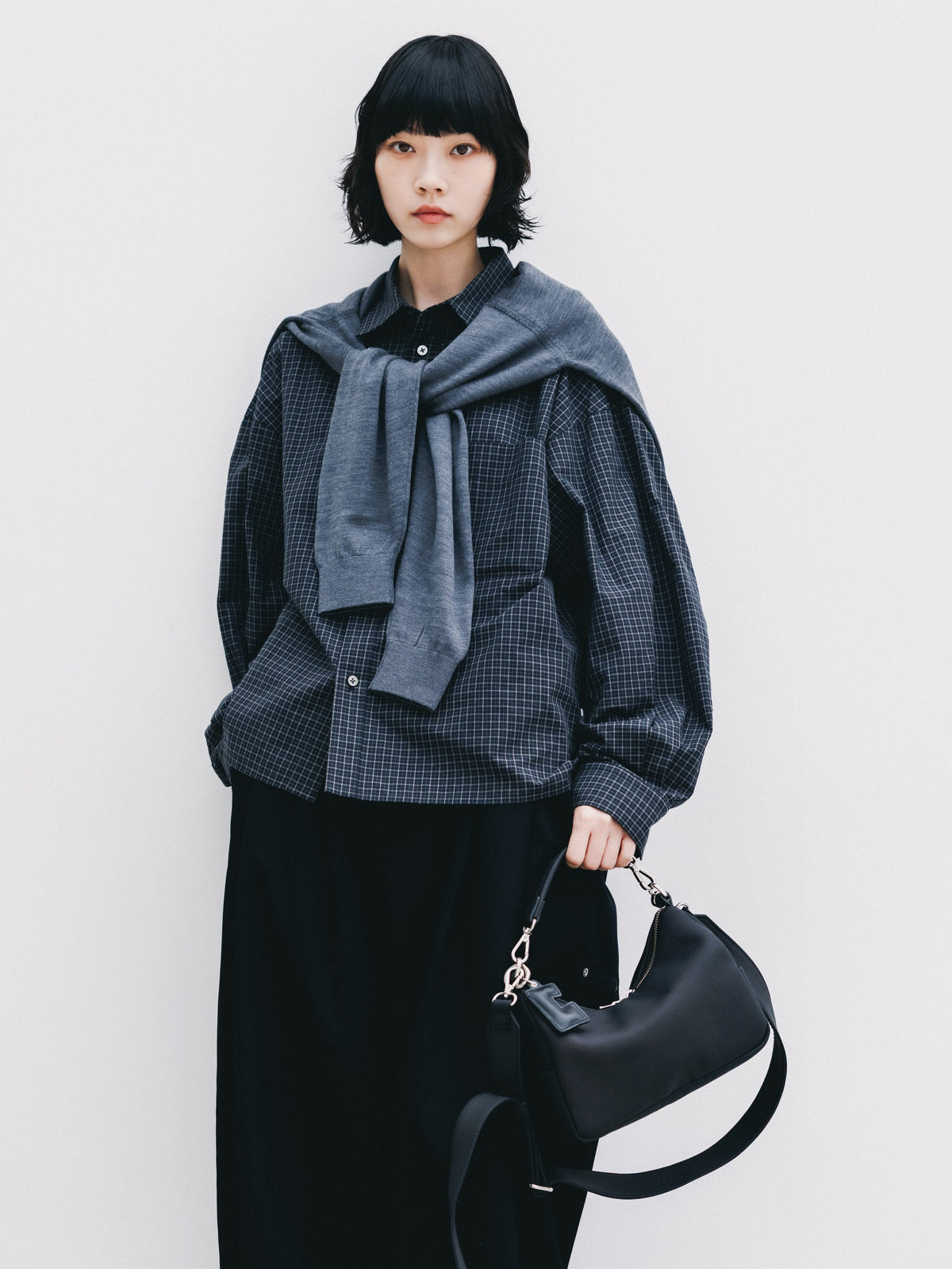 【10.14 WED 20:00- IN STOCK】 MINI CHECK EVERYDAY BOX FIT L/S SHIRT (BLACK MINI CHECK)