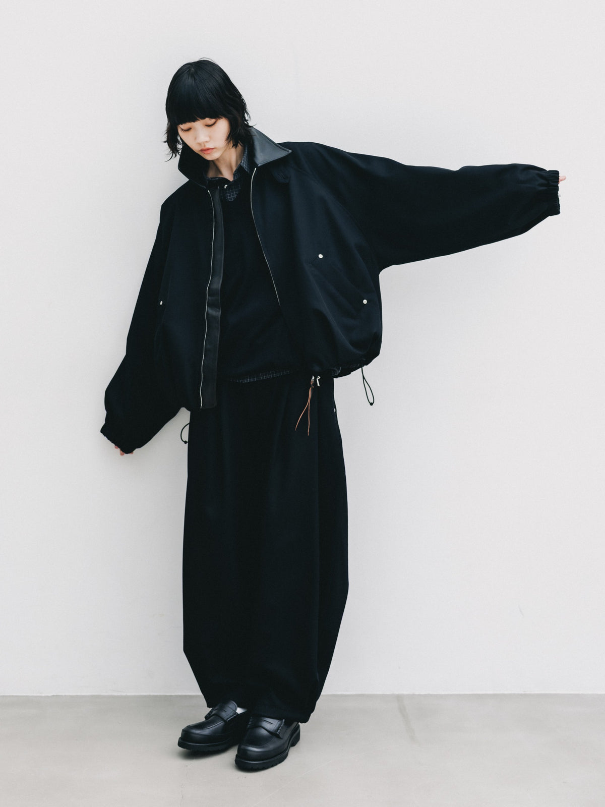 【10.7 WED 20:00- IN STOCK】 WOOL KERSEY CITY UTILITY BALLOON JACKET (BLACK)