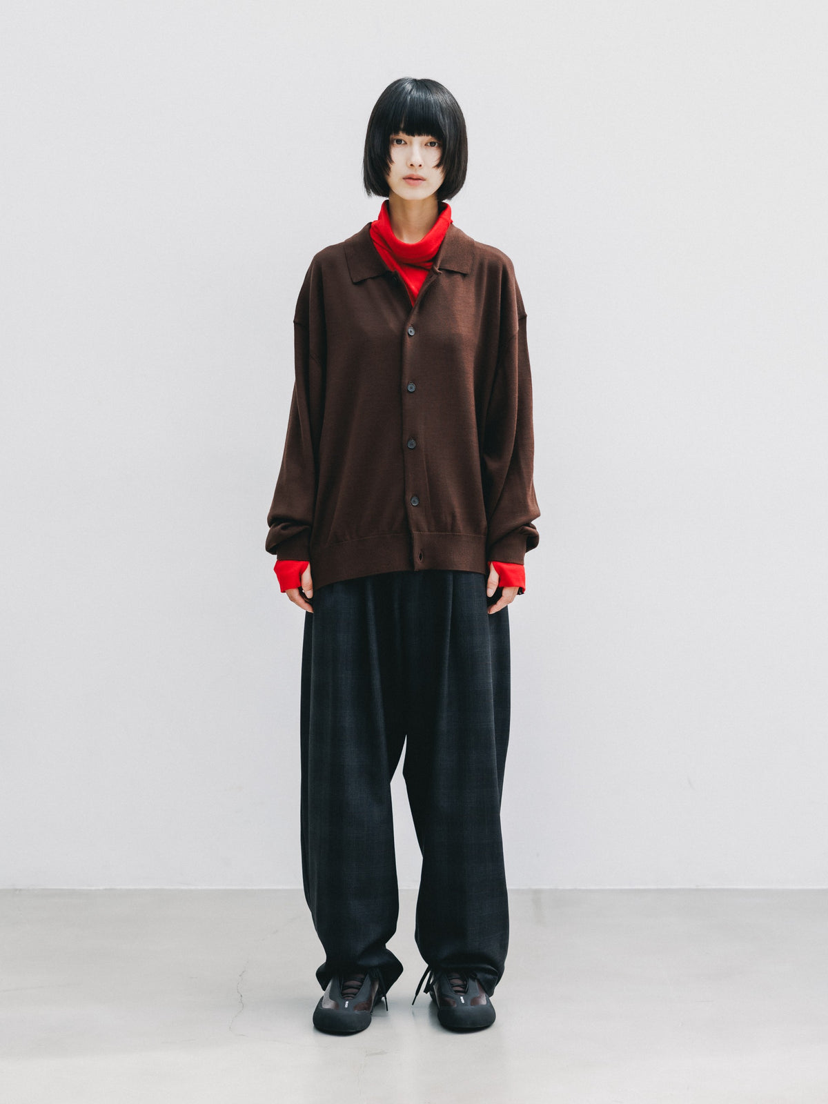 【10.21 WED 20:00- IN STOCK】 12G WOOL KNIT COLLARED CARDIGAN (BROWN)