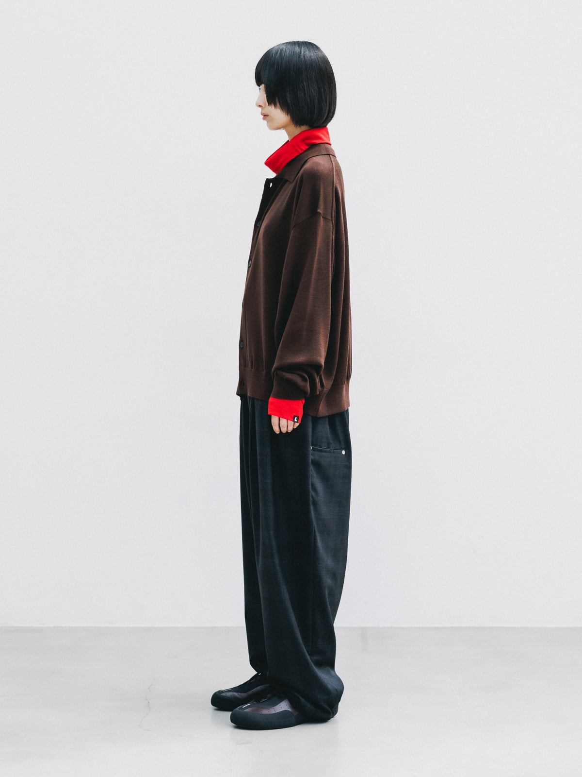 【10.21 WED 20:00- IN STOCK】 12G WOOL KNIT COLLARED CARDIGAN (BROWN)