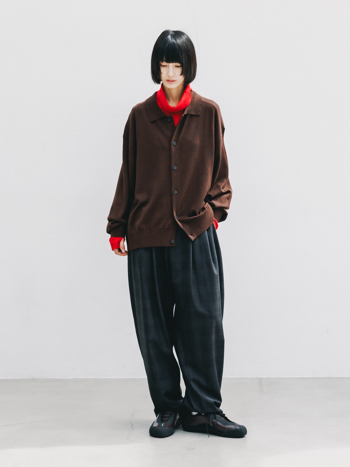 【10.21 WED 20:00- IN STOCK】 12G WOOL KNIT COLLARED CARDIGAN (BROWN)
