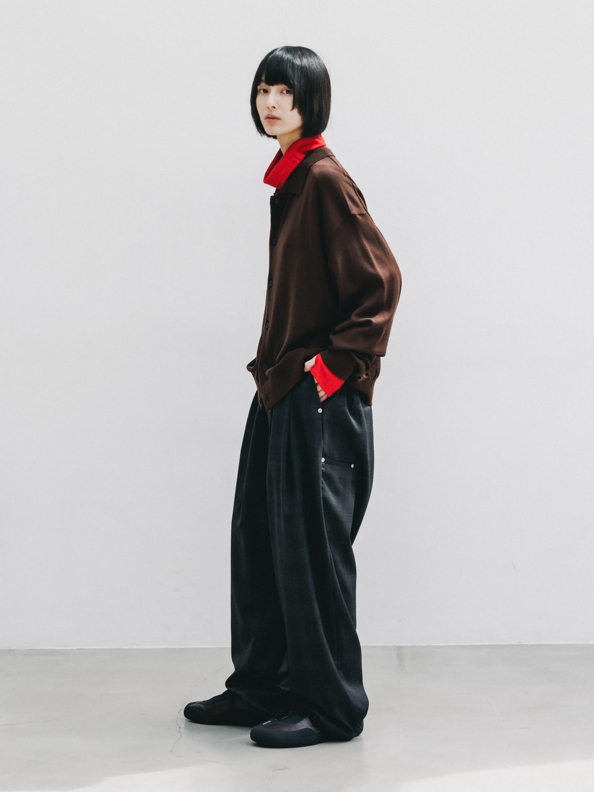 【10.21 WED 20:00- IN STOCK】 12G WOOL KNIT COLLARED CARDIGAN (BROWN)