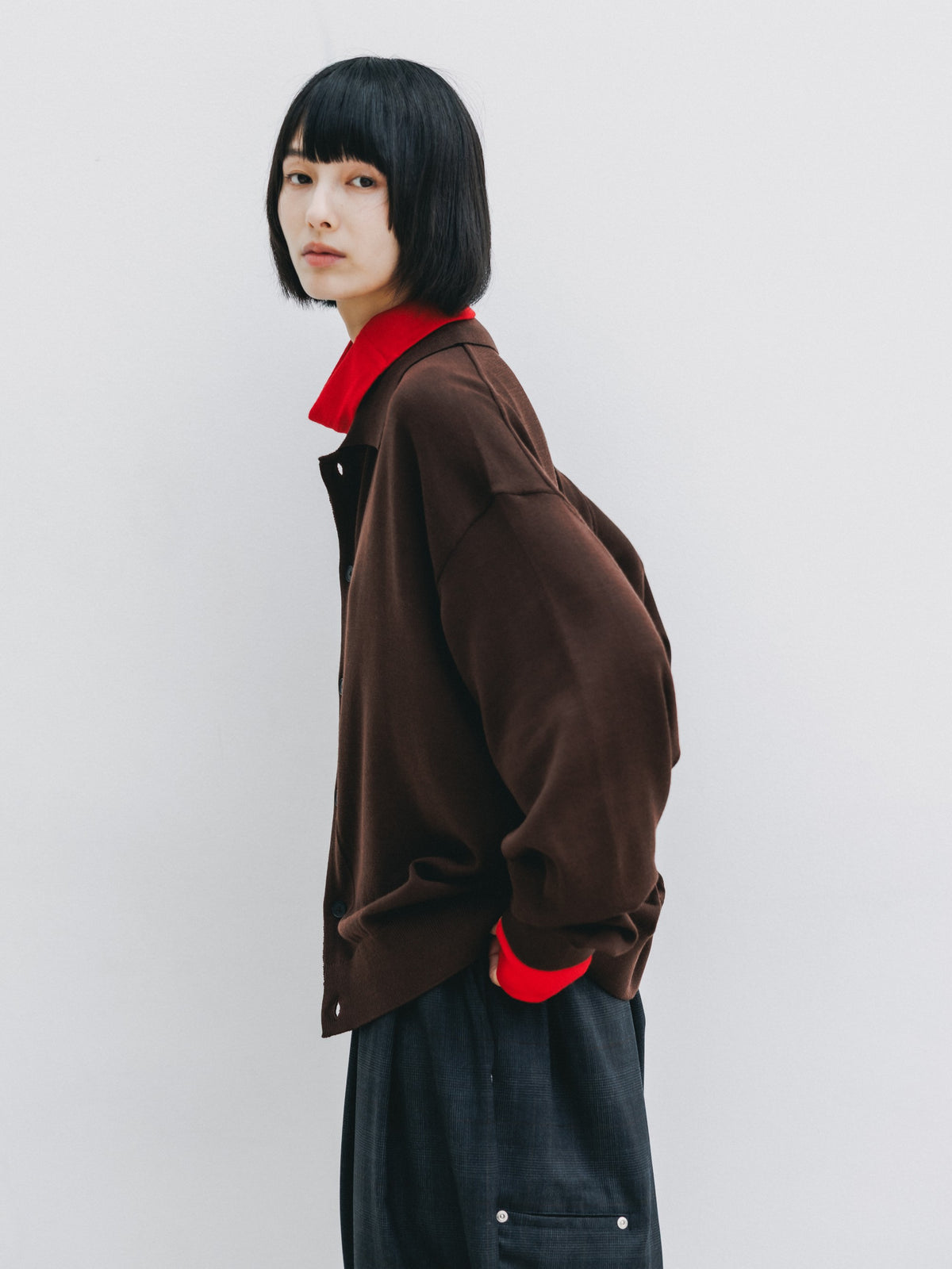 【10.21 WED 20:00- IN STOCK】 12G WOOL KNIT COLLARED CARDIGAN (BROWN)