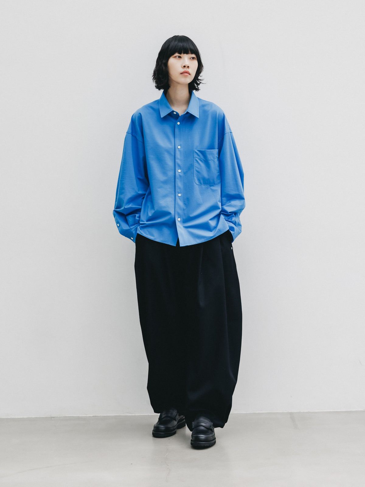 【10.14 WED 20:00- IN STOCK】 46G KNIT EVERYDAY BOX L/S SHIRT (SAX BLUE)