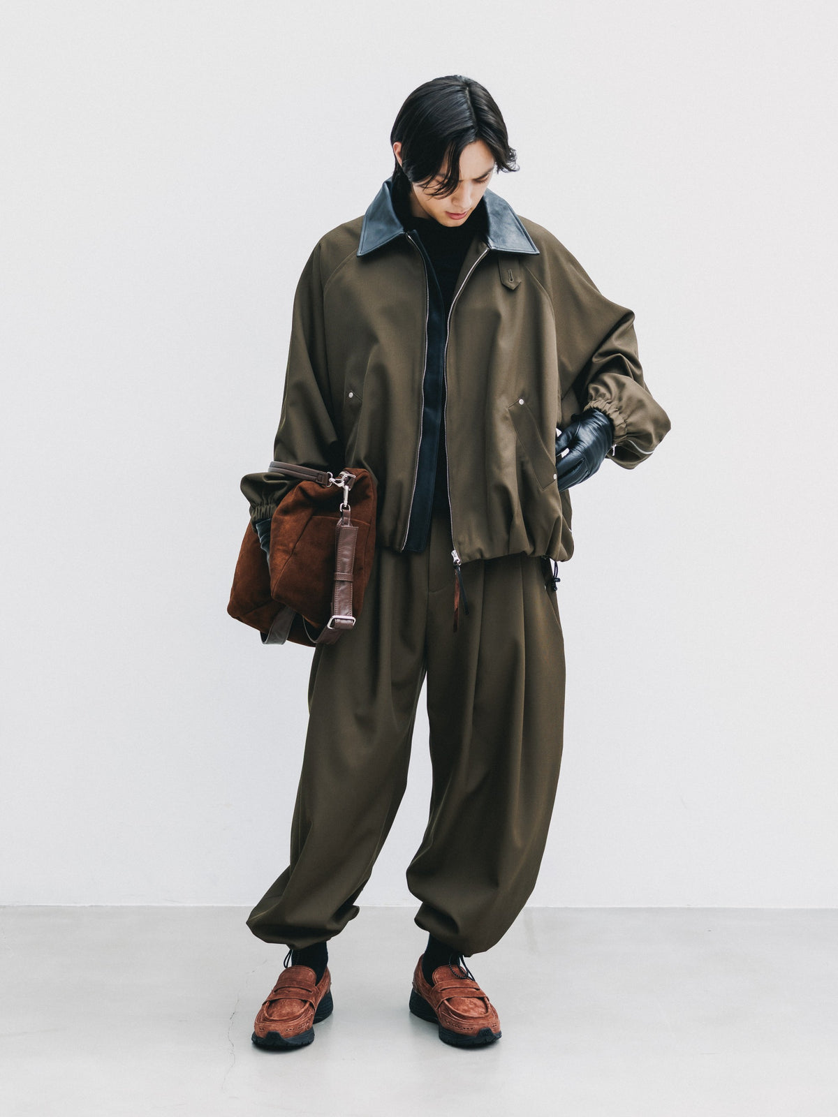 【10.7 WED 20:00- IN STOCK】 WOOL KERSEY CITY UTILITY BALLOON JACKET (OLIVE)