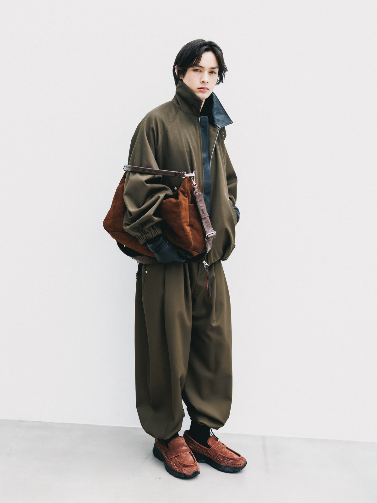 【10.7 WED 20:00- IN STOCK】 WOOL KERSEY CITY UTILITY BALLOON JACKET (OLIVE)