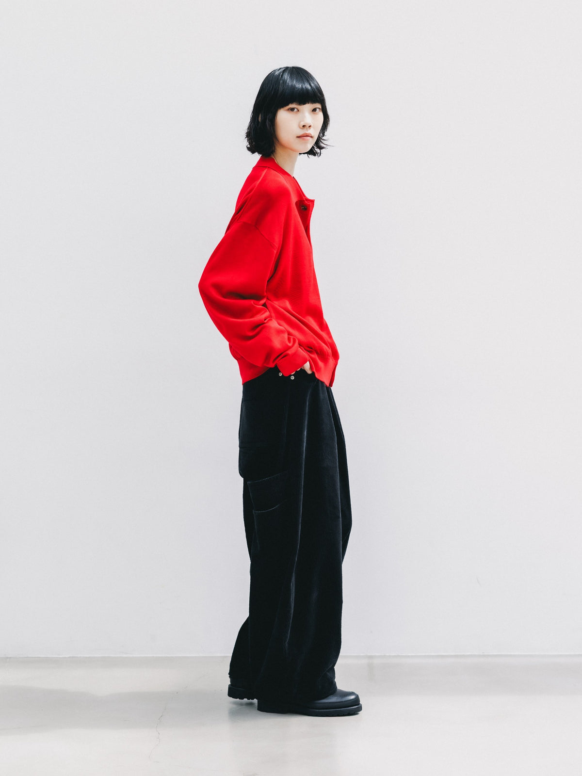 【10.21 WED 20:00- IN STOCK】 12G WOOL KNIT COLLARED CARDIGAN (RED)