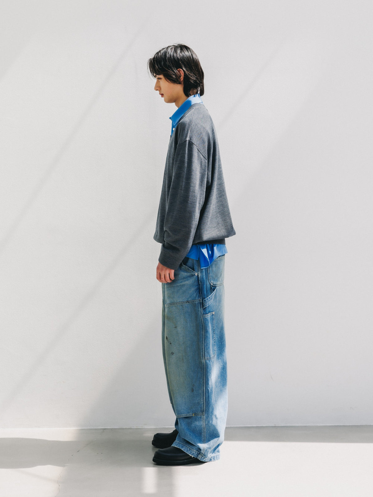 【10.31 SAT 20:00- IN STOCK】 12G WOOL V-NECK KNIT PULLOVER (GRAY)