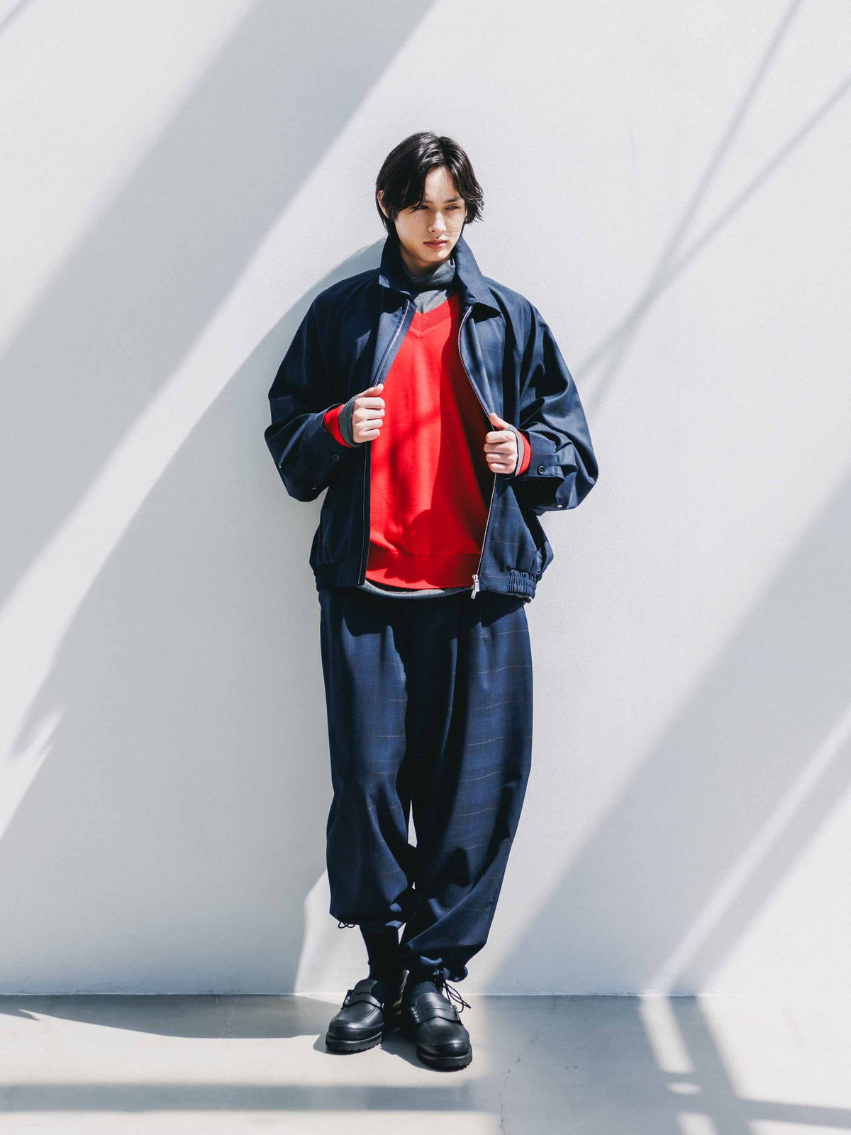 【9.30 WED 20:00- IN STOCK】WOOL GLEN PLAID CITY UTILITY JACKET (NAVY)