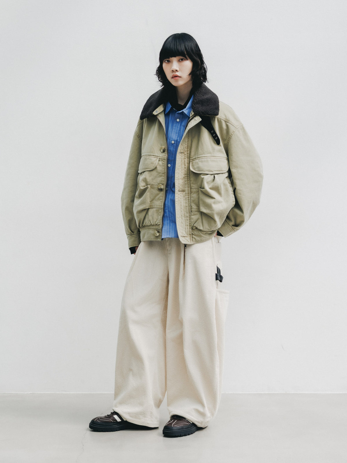 【10.21 WED 20:00- IN STOCK】 CORDUROY CITY MASSIVE UTILITY PANTS (OFF WHITE)