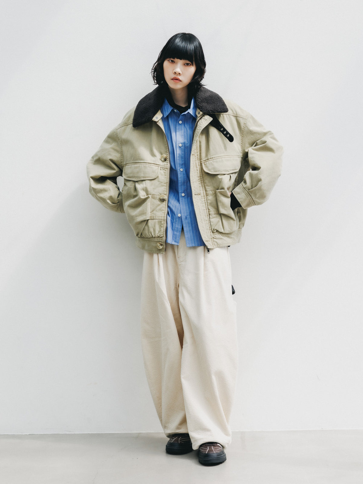 【10.21 WED 20:00- IN STOCK】 CORDUROY CITY MASSIVE UTILITY PANTS (OFF WHITE)