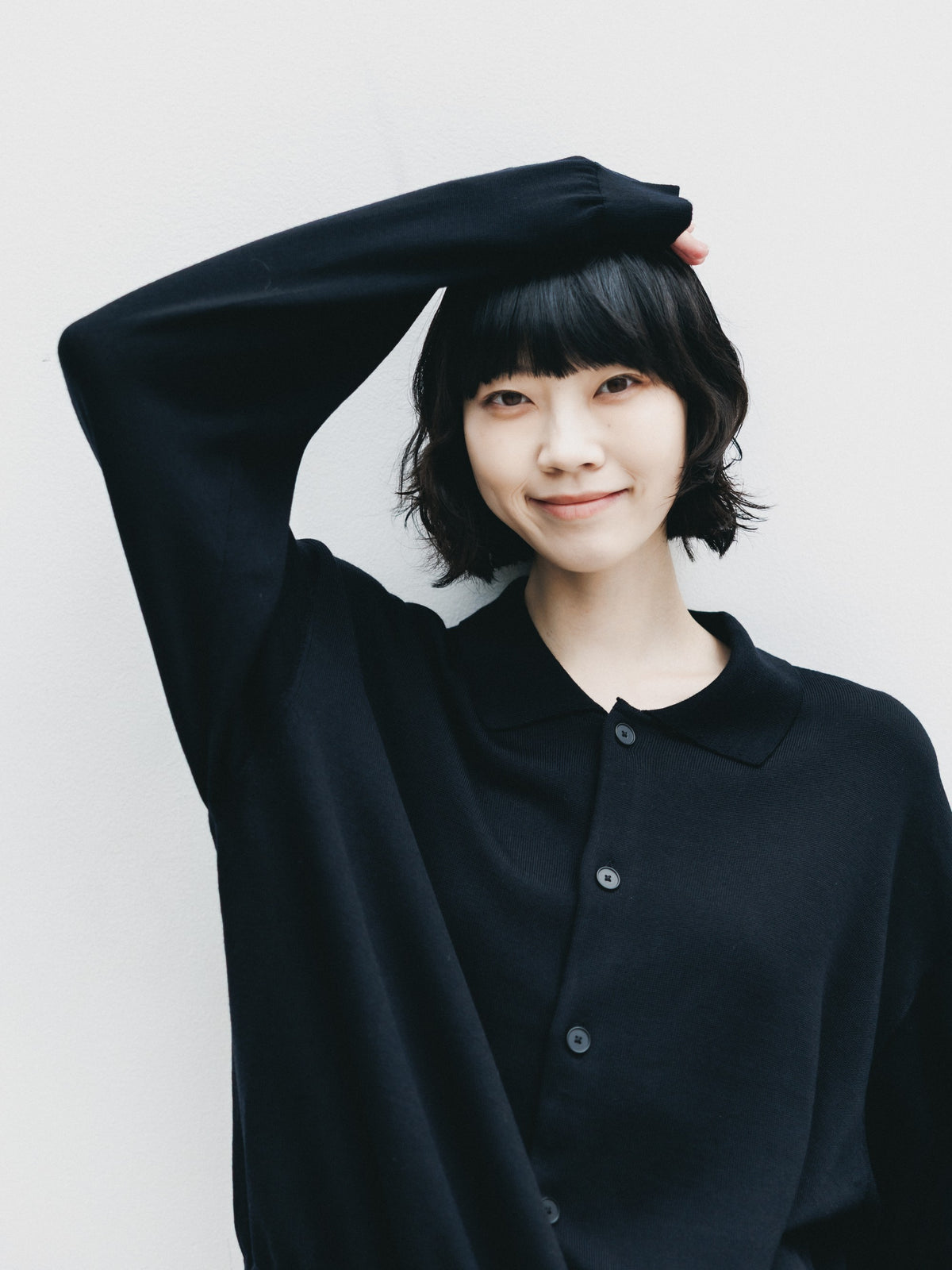 【10.21 WED 20:00- IN STOCK】 12G WOOL KNIT COLLARED CARDIGAN (BLACK)
