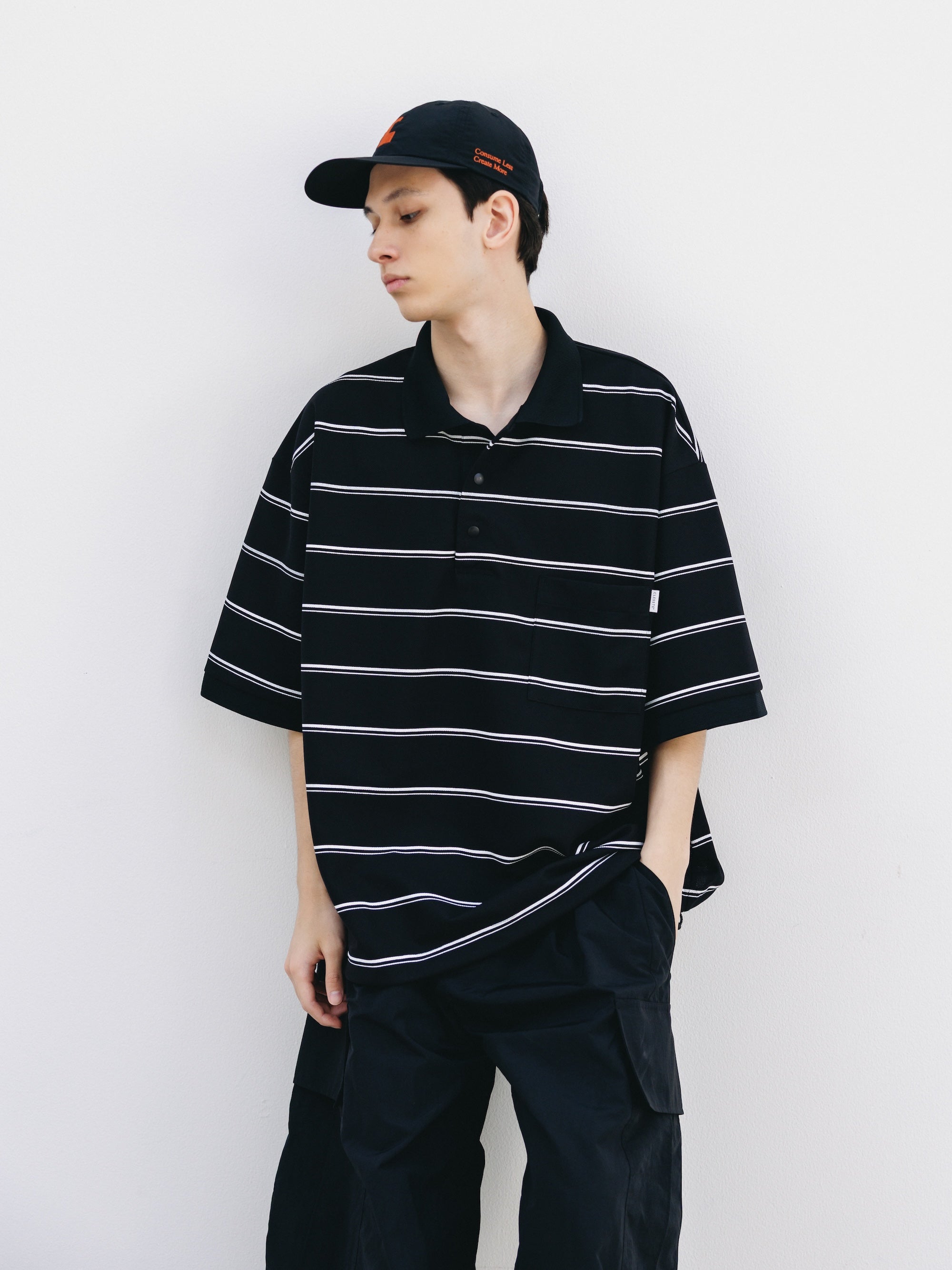 THICK/THIN STRIPE ACTIVE CITY POLO S/S SHIRTS (BLACK)