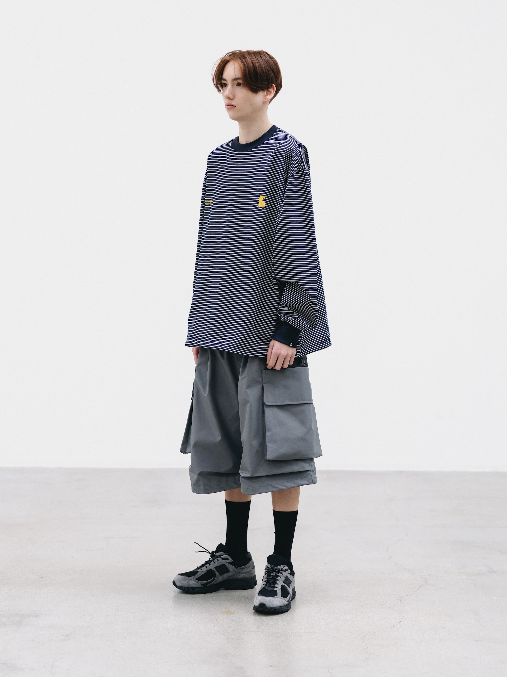 【2.28 SAT 20:00- IN STOCK】"C×CONCEPT" STRIPED L/S T-SHIRT WITH DRAWSTRINGS (NAVY×WHITE)