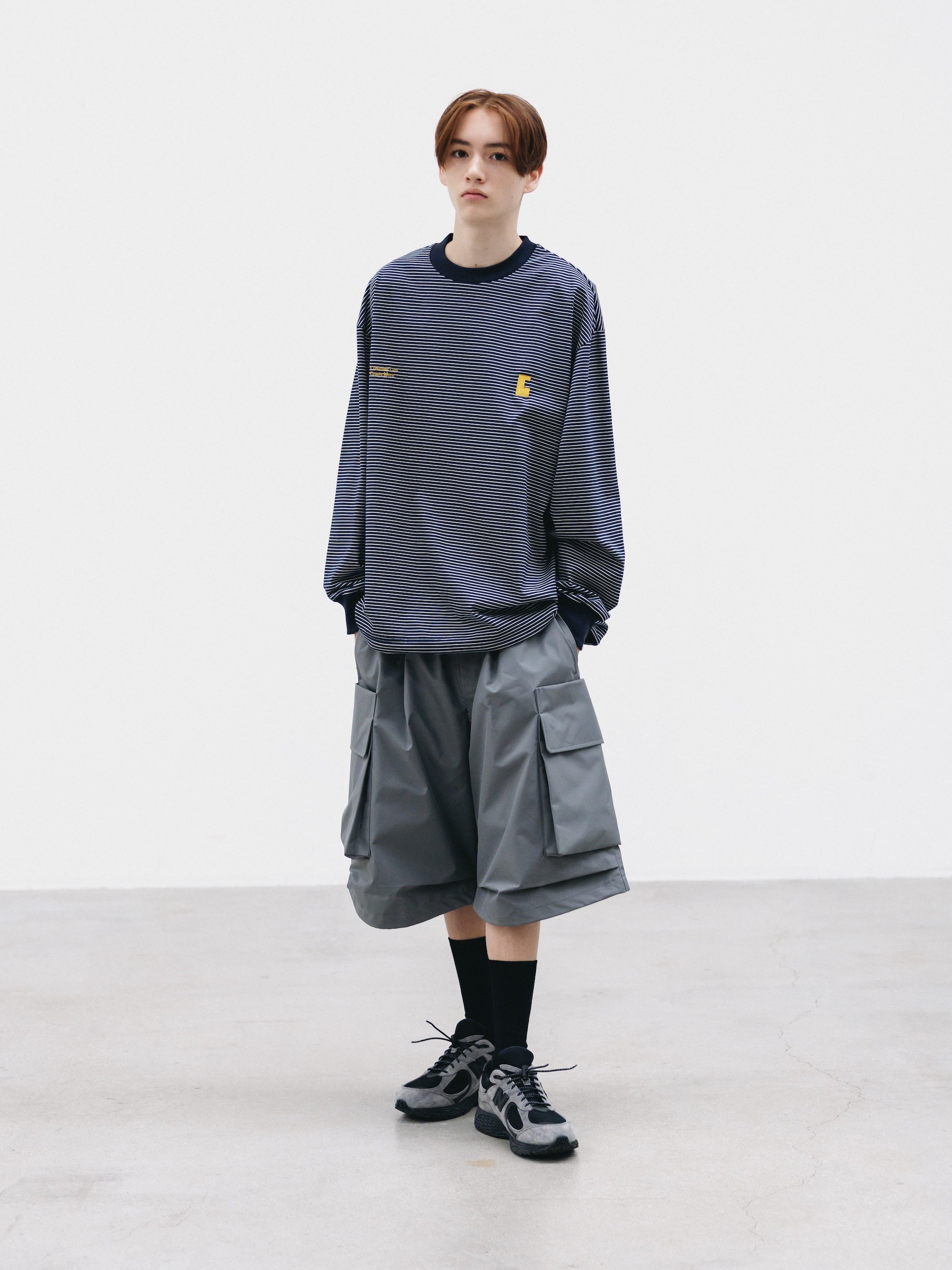 【2.28 SAT 20:00- IN STOCK】"C×CONCEPT" STRIPED L/S T-SHIRT WITH DRAWSTRINGS (NAVY×WHITE)