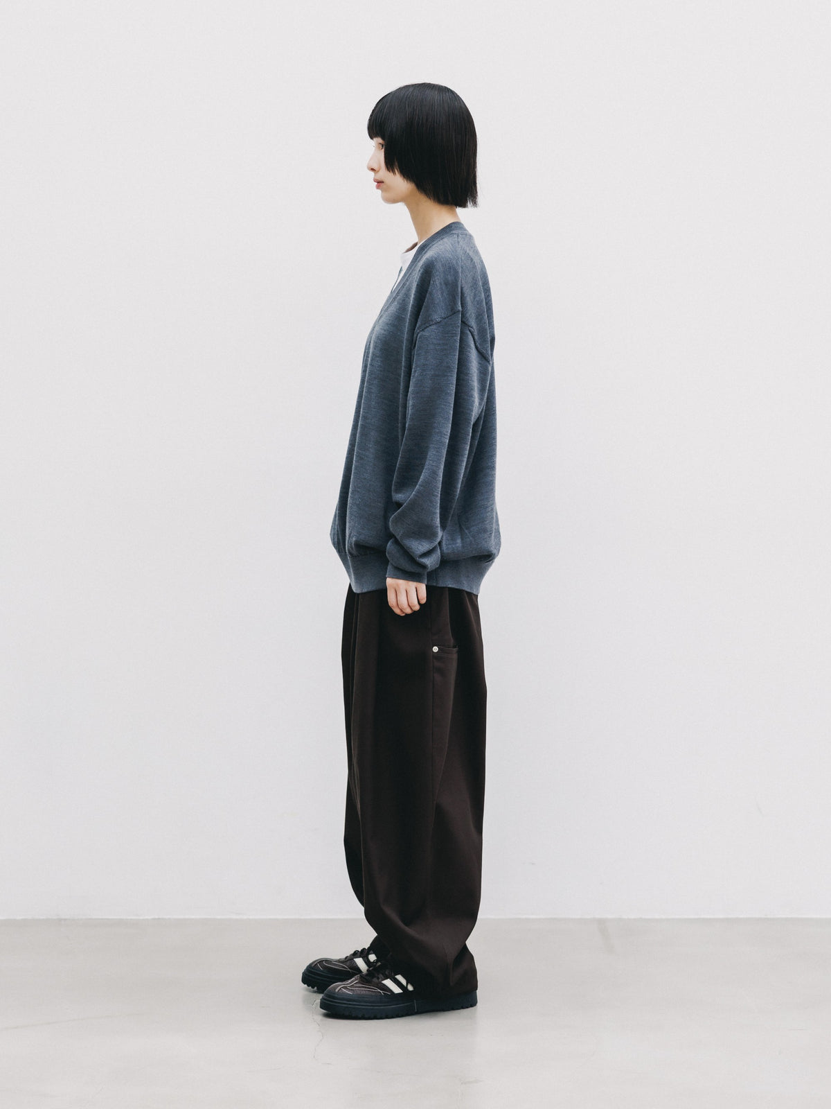【10.31 SAT 20:00- IN STOCK】 12G WOOL V-NECK KNIT PULLOVER (GRAY)