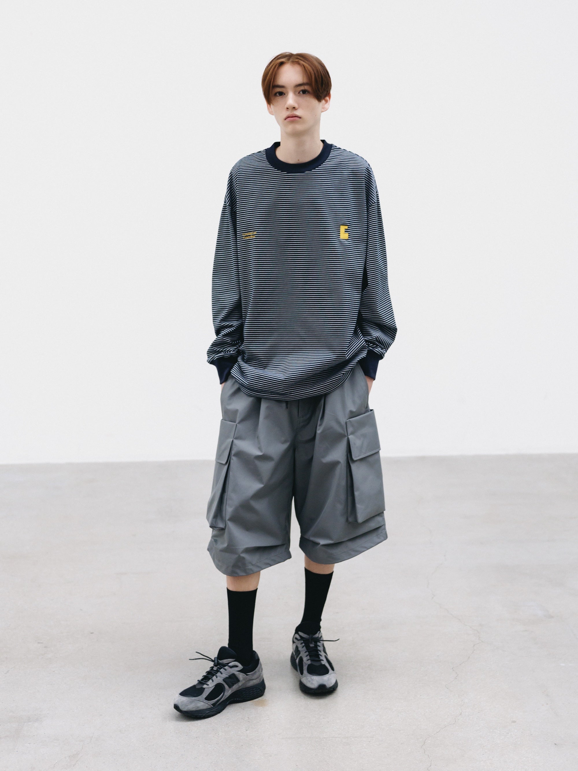 【2.28 SAT 20:00- IN STOCK】"C×CONCEPT" STRIPED L/S T-SHIRT WITH DRAWSTRINGS (NAVY×WHITE)