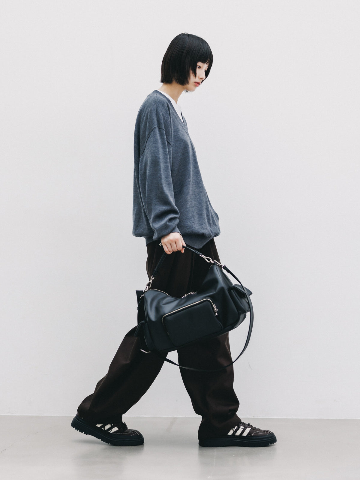 【10.31 SAT 20:00- IN STOCK】 12G WOOL V-NECK KNIT PULLOVER (GRAY)
