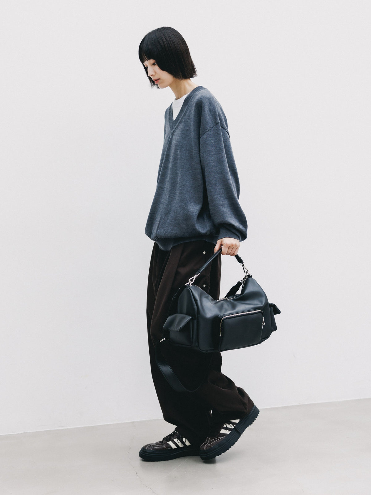 【10.31 SAT 20:00- IN STOCK】 12G WOOL V-NECK KNIT PULLOVER (GRAY)