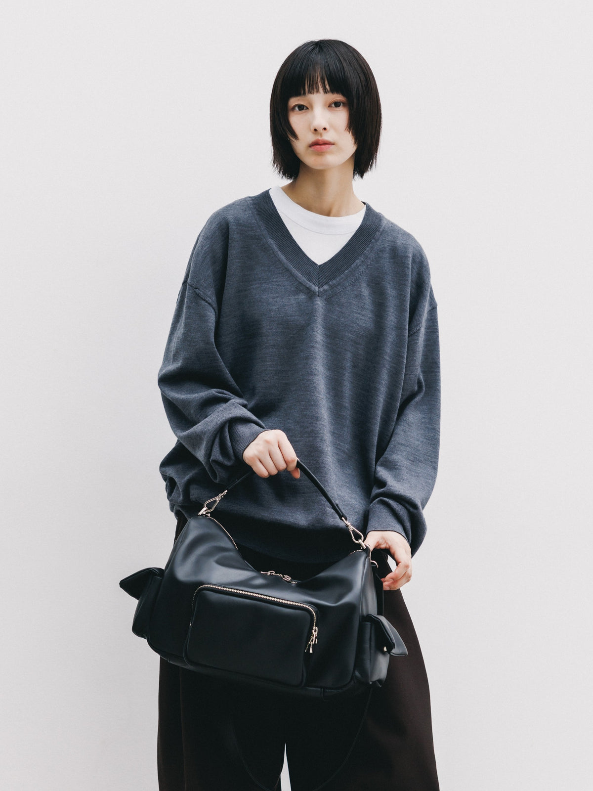 【10.31 SAT 20:00- IN STOCK】 12G WOOL V-NECK KNIT PULLOVER (GRAY)
