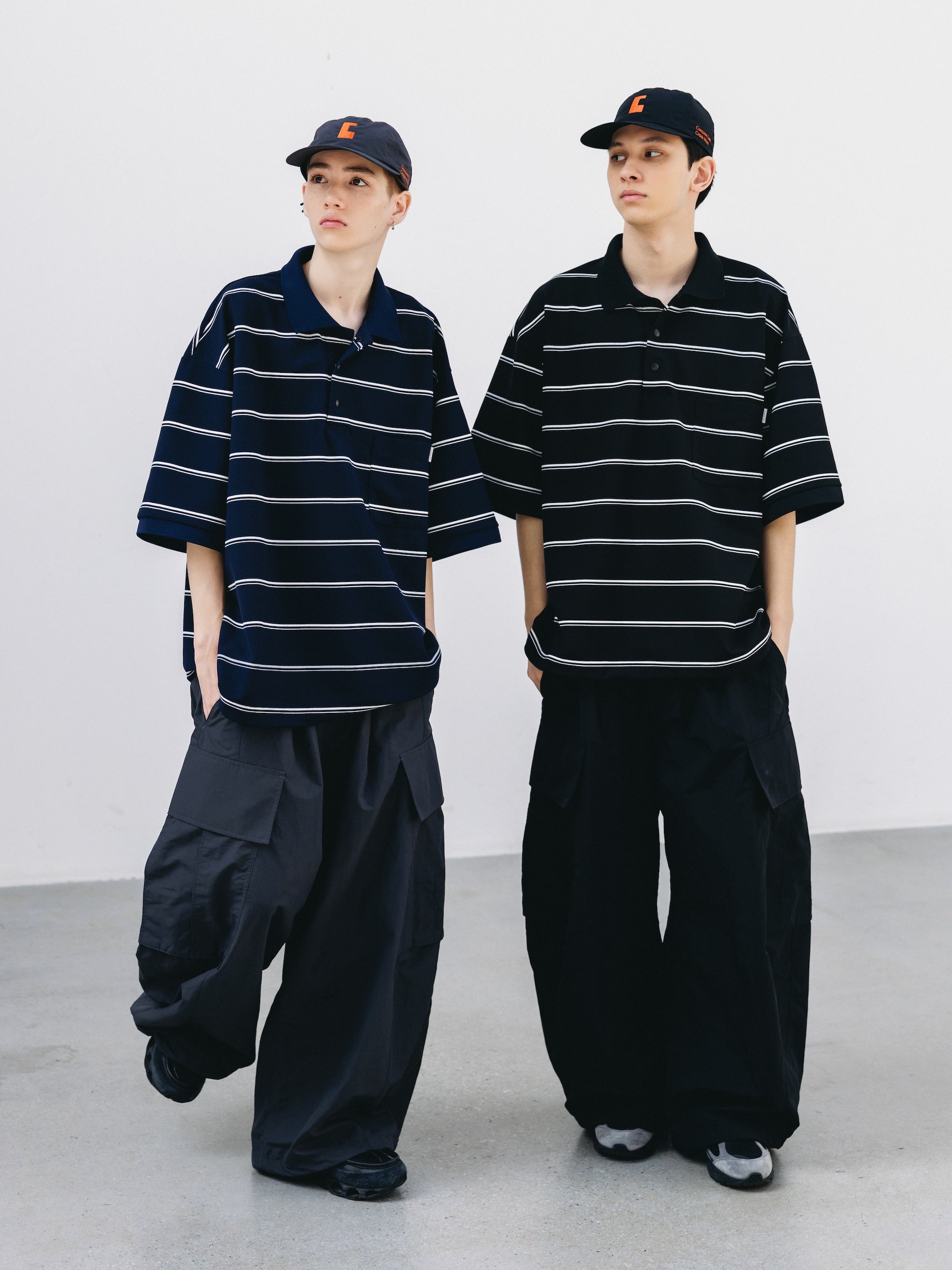 THICK/THIN STRIPE ACTIVE CITY  POLO S/S SHIRTS(NAVY)