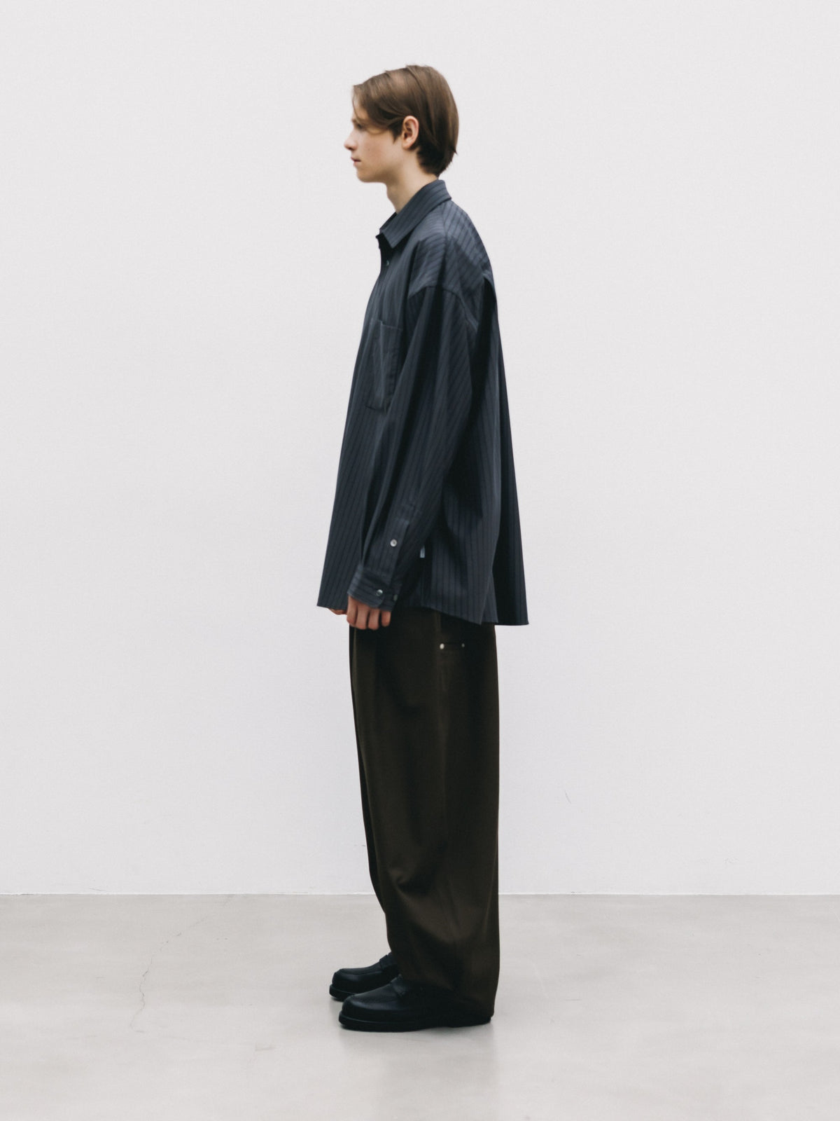 【10.31 SAT 20:00- IN STOCK】 THICK/THIN STRIPE 46G KNIT EVERYDAY L/S SHIRT (CHARCOAL STRIPE)